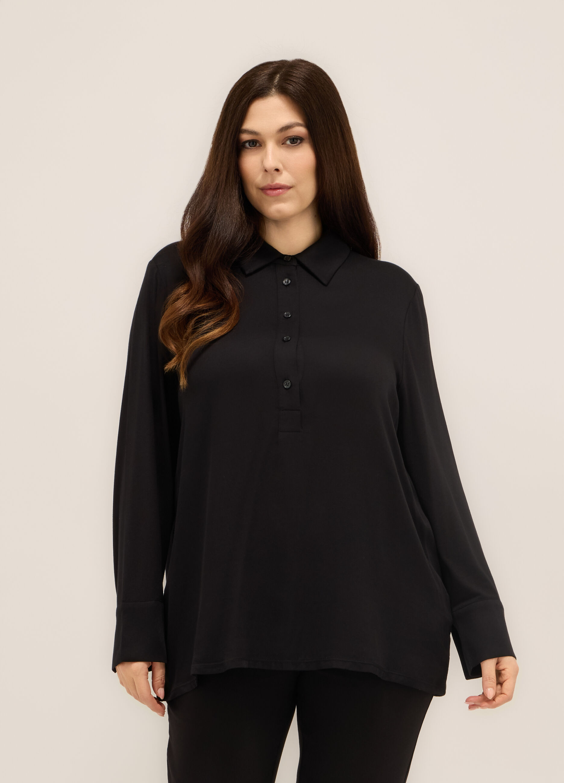 Polo in viscosa stretch donna curvy