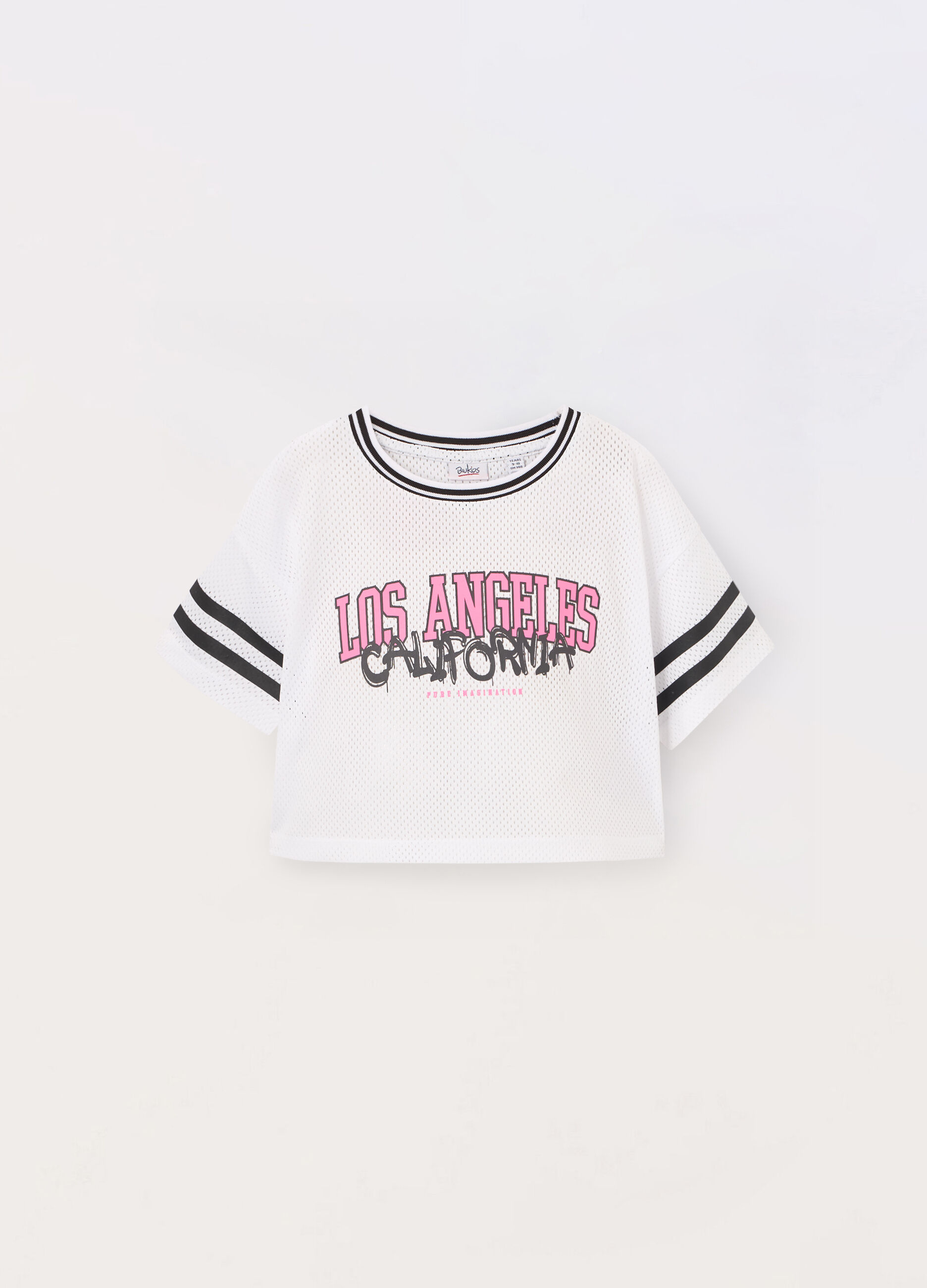 T-shirt mesh con stampa ragazza