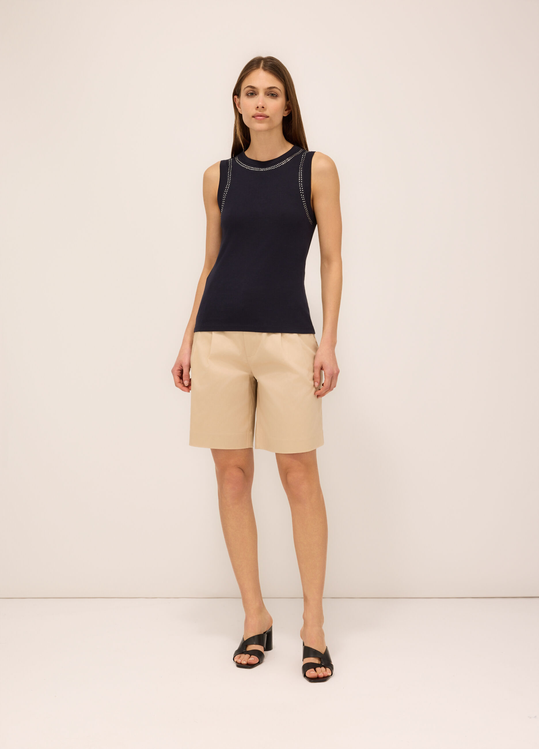 Shorts in raso di cotone stretch donna