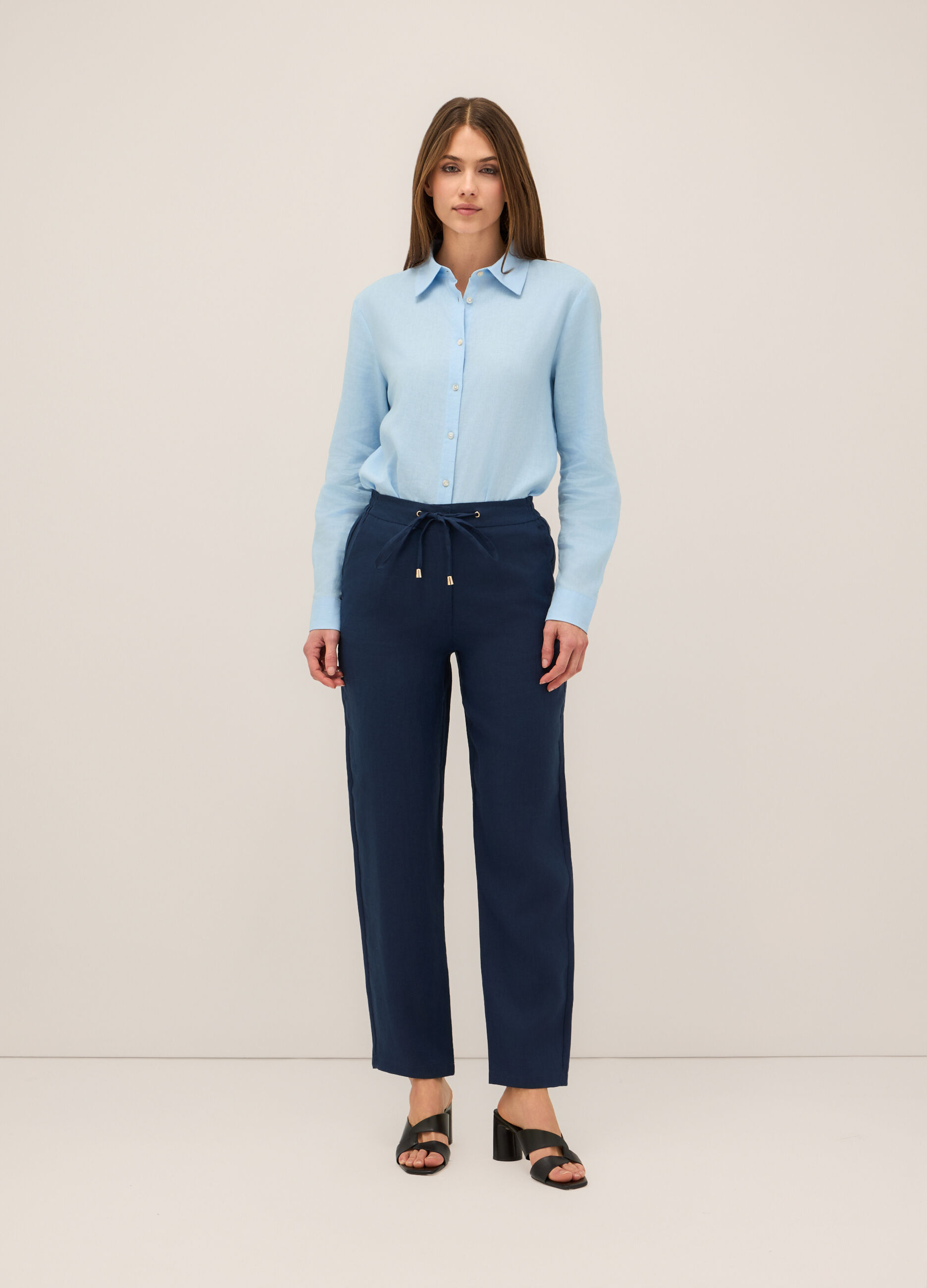 Pantaloni in puro lino donna