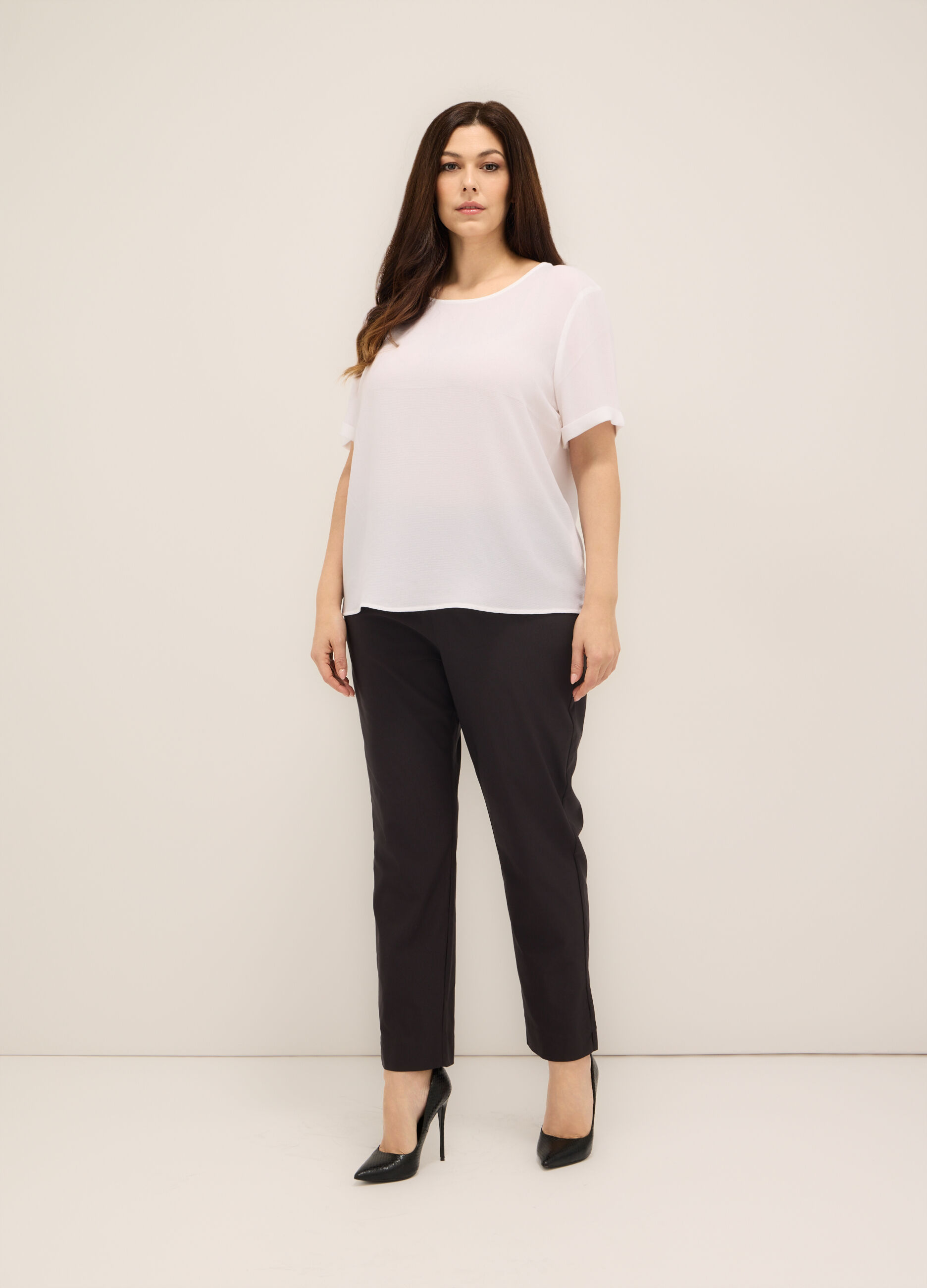 Pantaloni in misto viscosa donna curvy