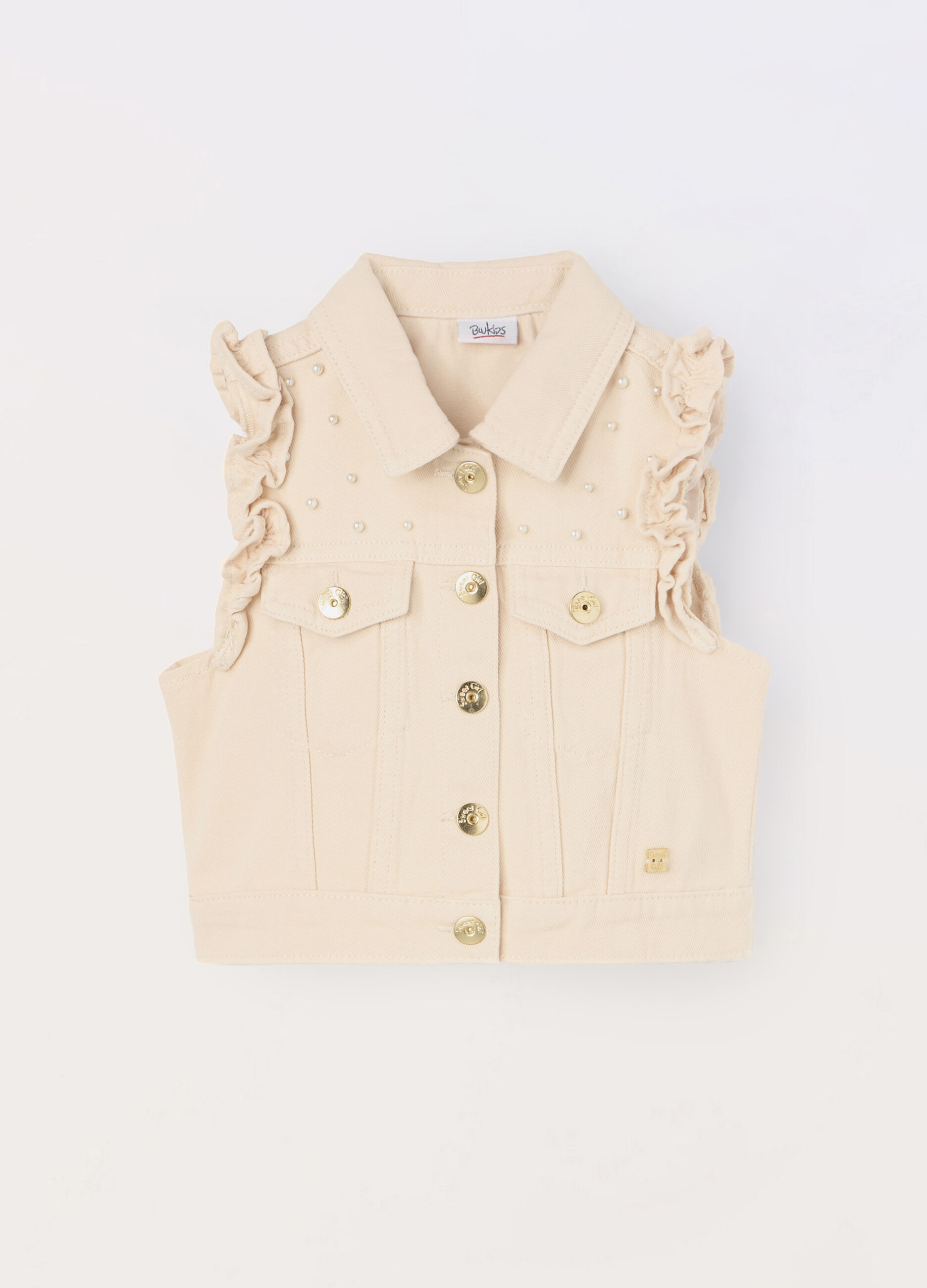 Gilet in denim di puro cotone bambina