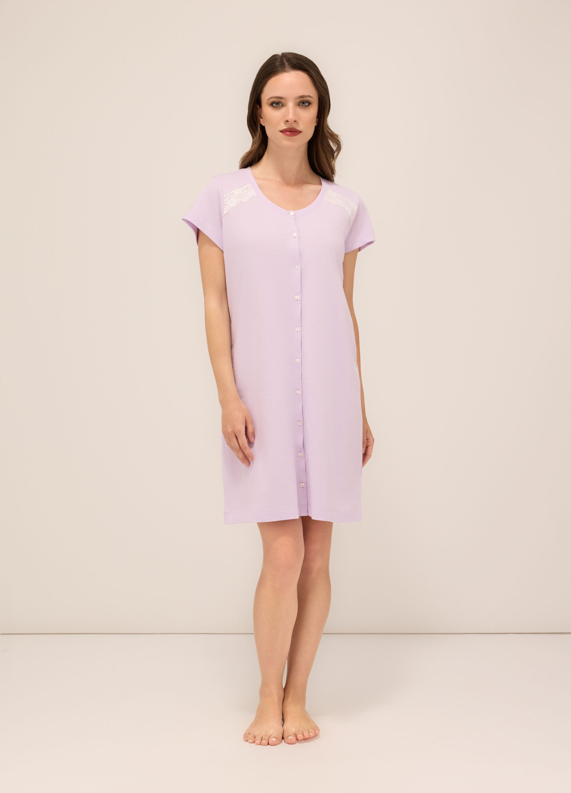 Camicia da notte in jersey di puro cotone donna