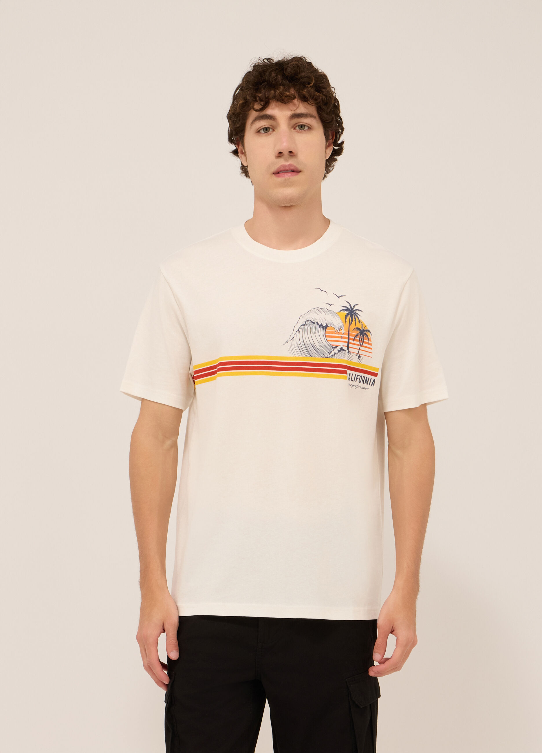 T-shirt in jersey di cotone con stampa uomo