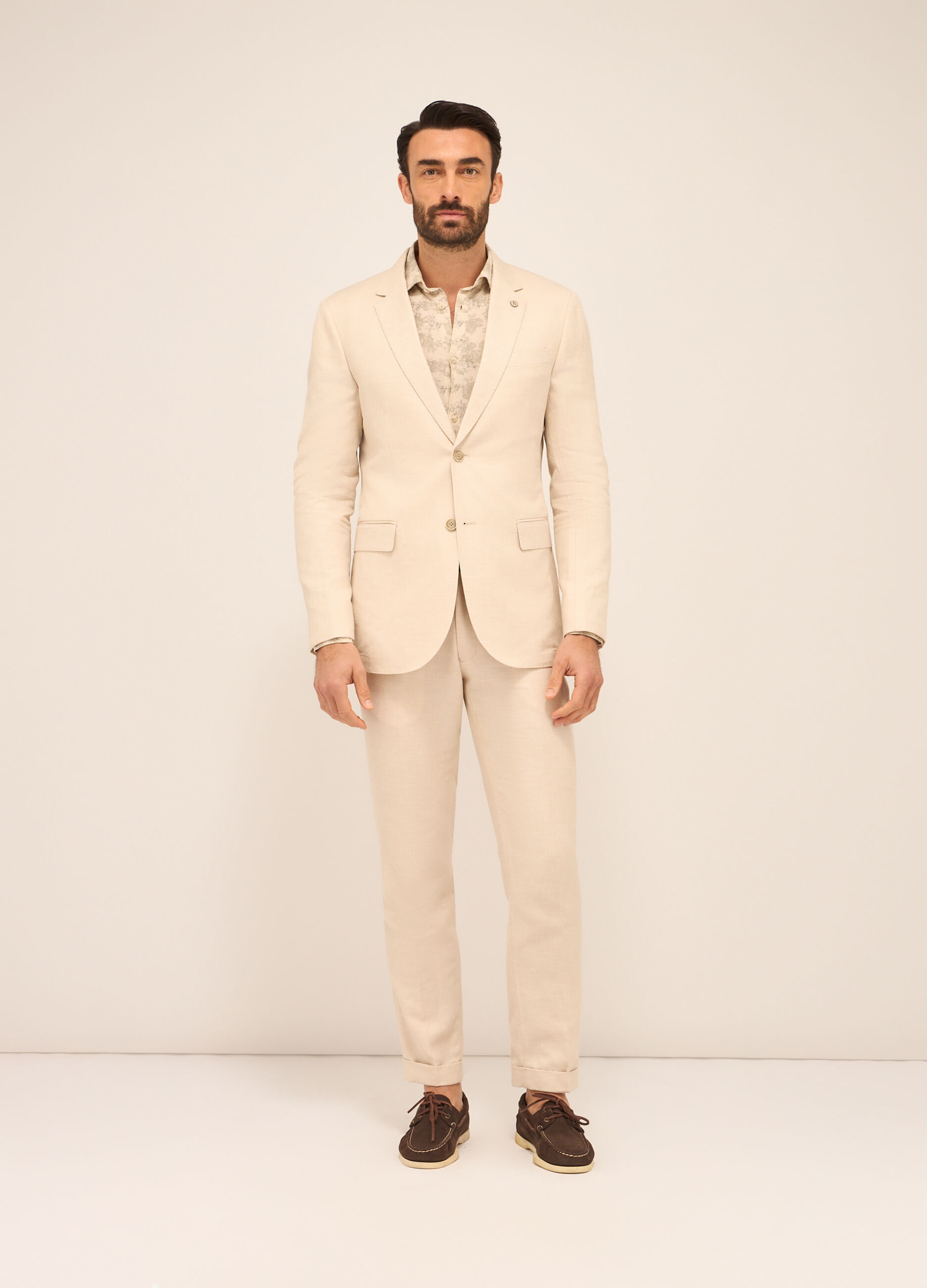 Pantaloni classici in cotone e lino uomo