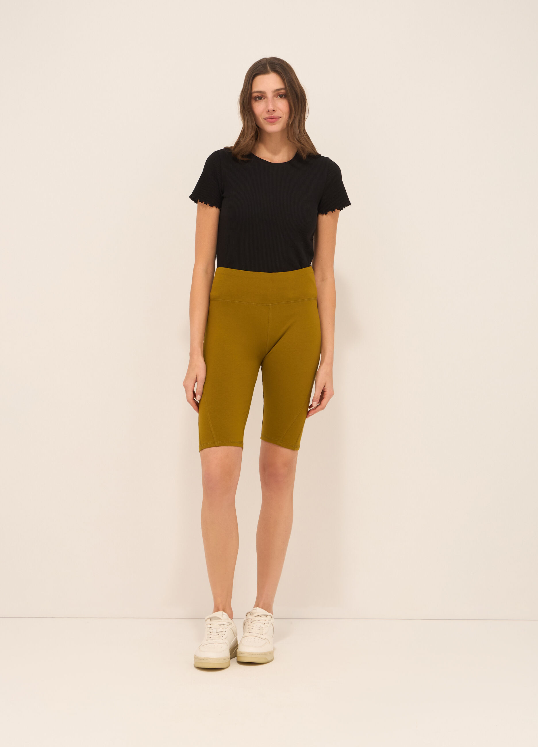 Leggings ciclista in cotone stretch donna