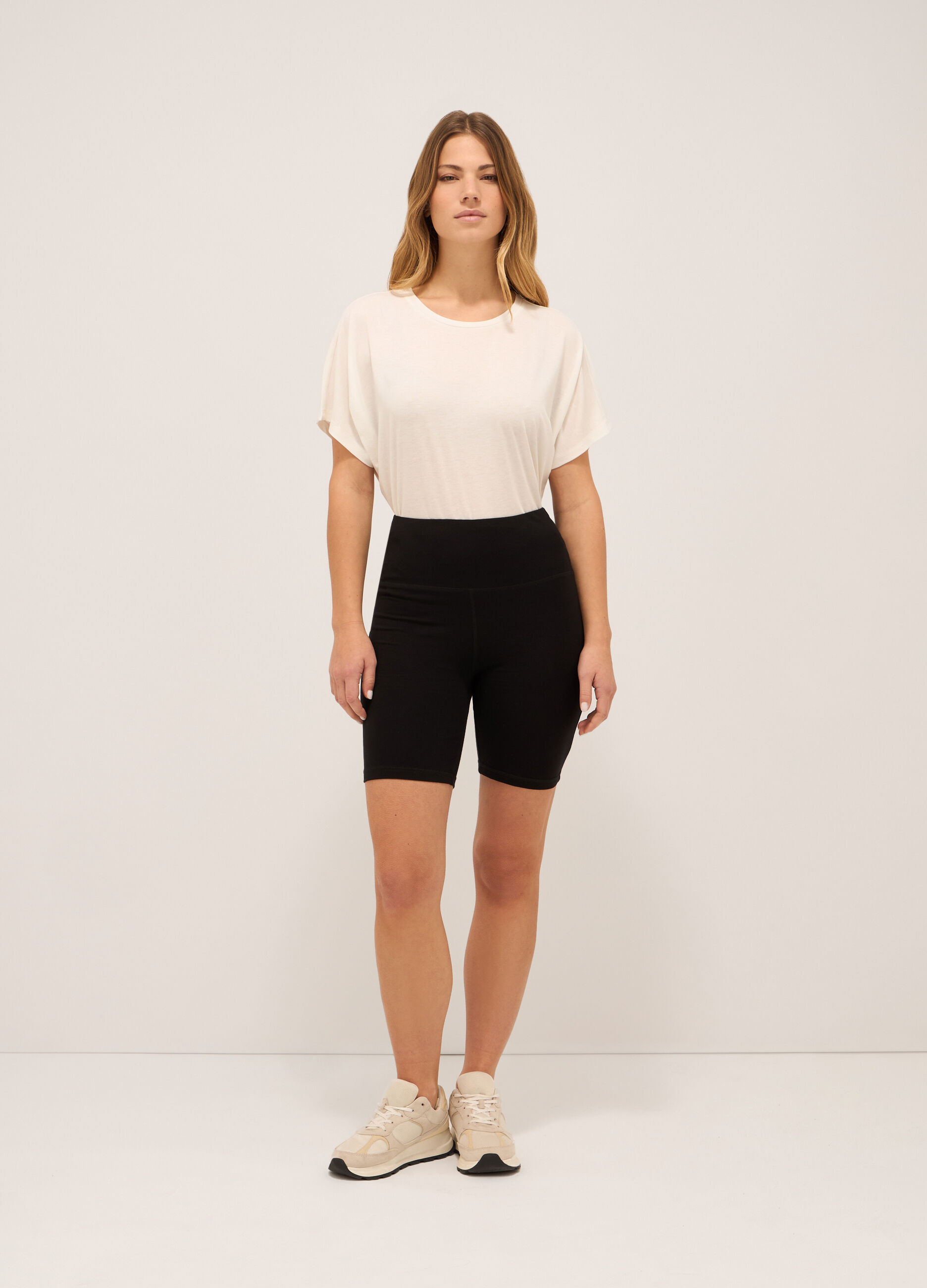 Leggings ciclista in cotone stretch donna