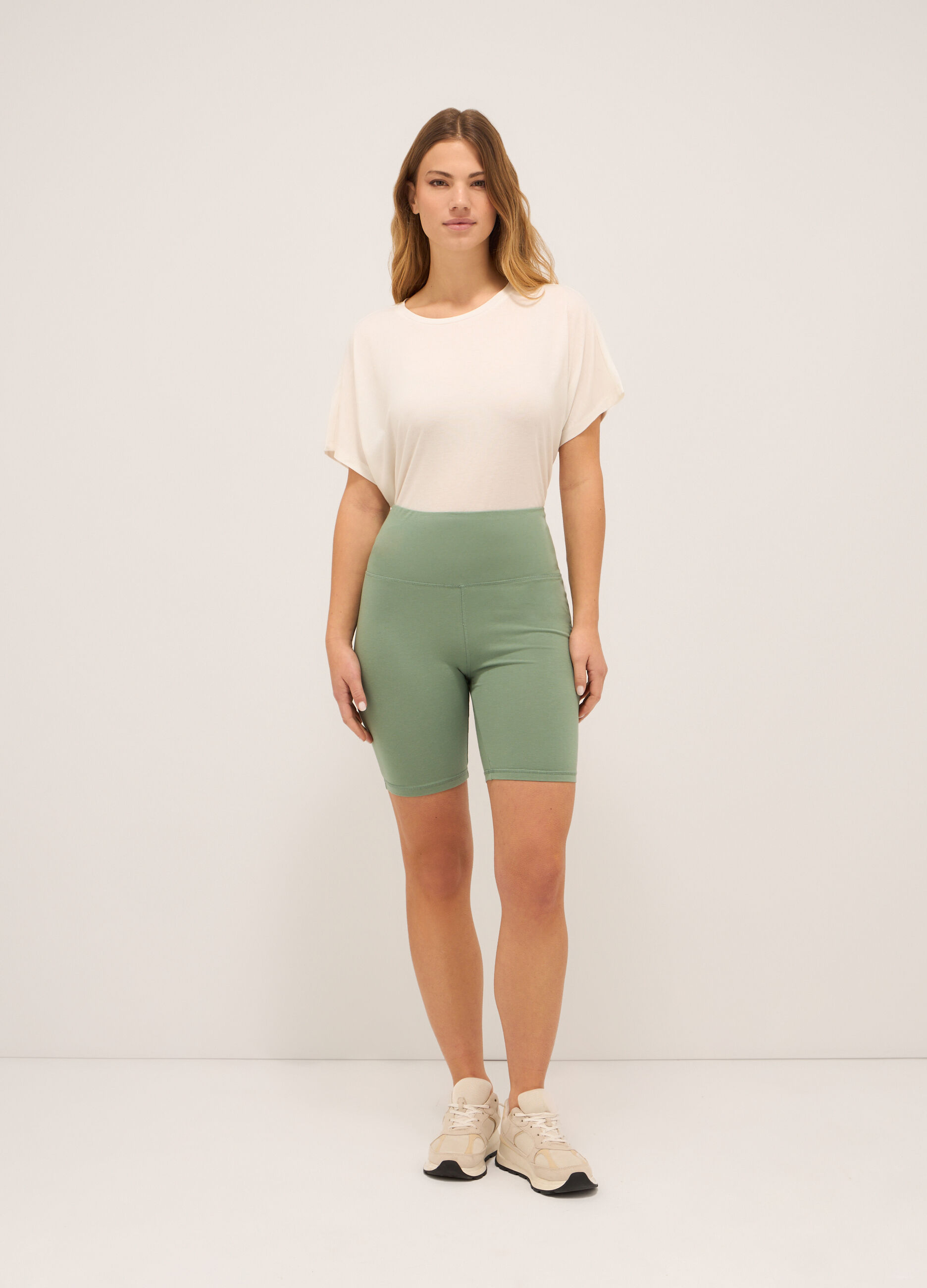 Leggings ciclista in cotone stretch donna