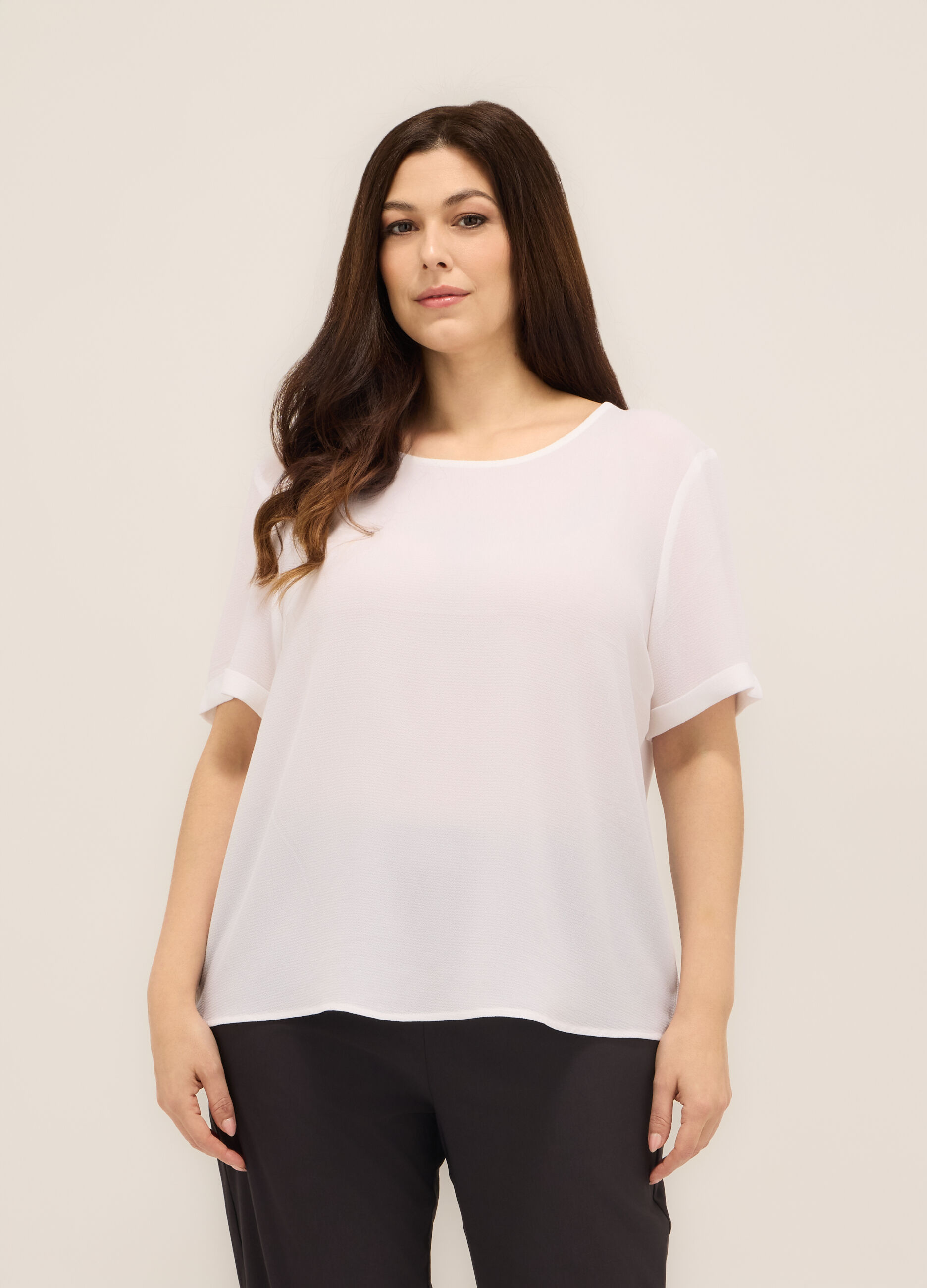 Blusa in tinta unita donna curvy