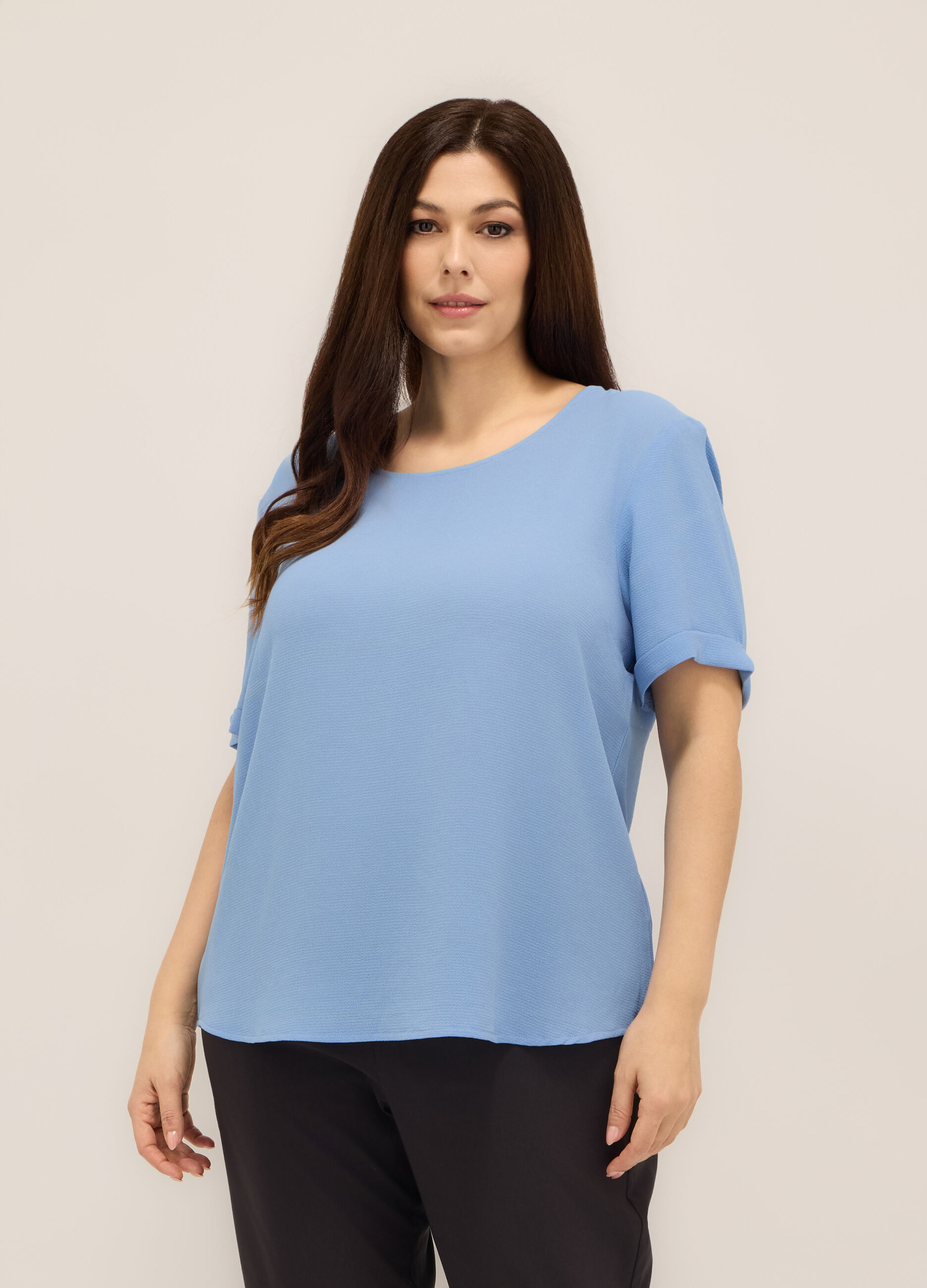 Blusa in tinta unita donna curvy