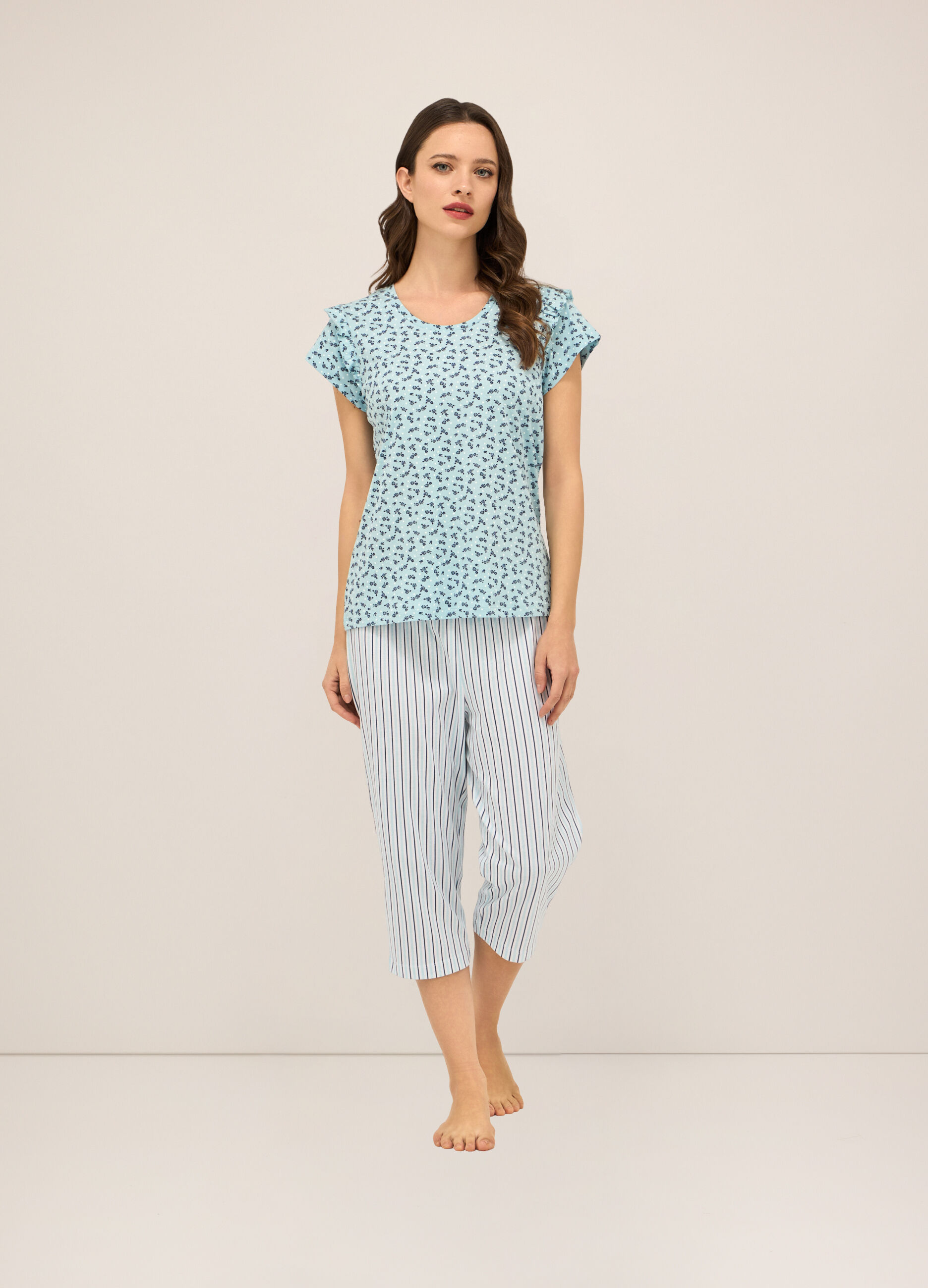 Set pigiama corto in jersey di puro cotone donna