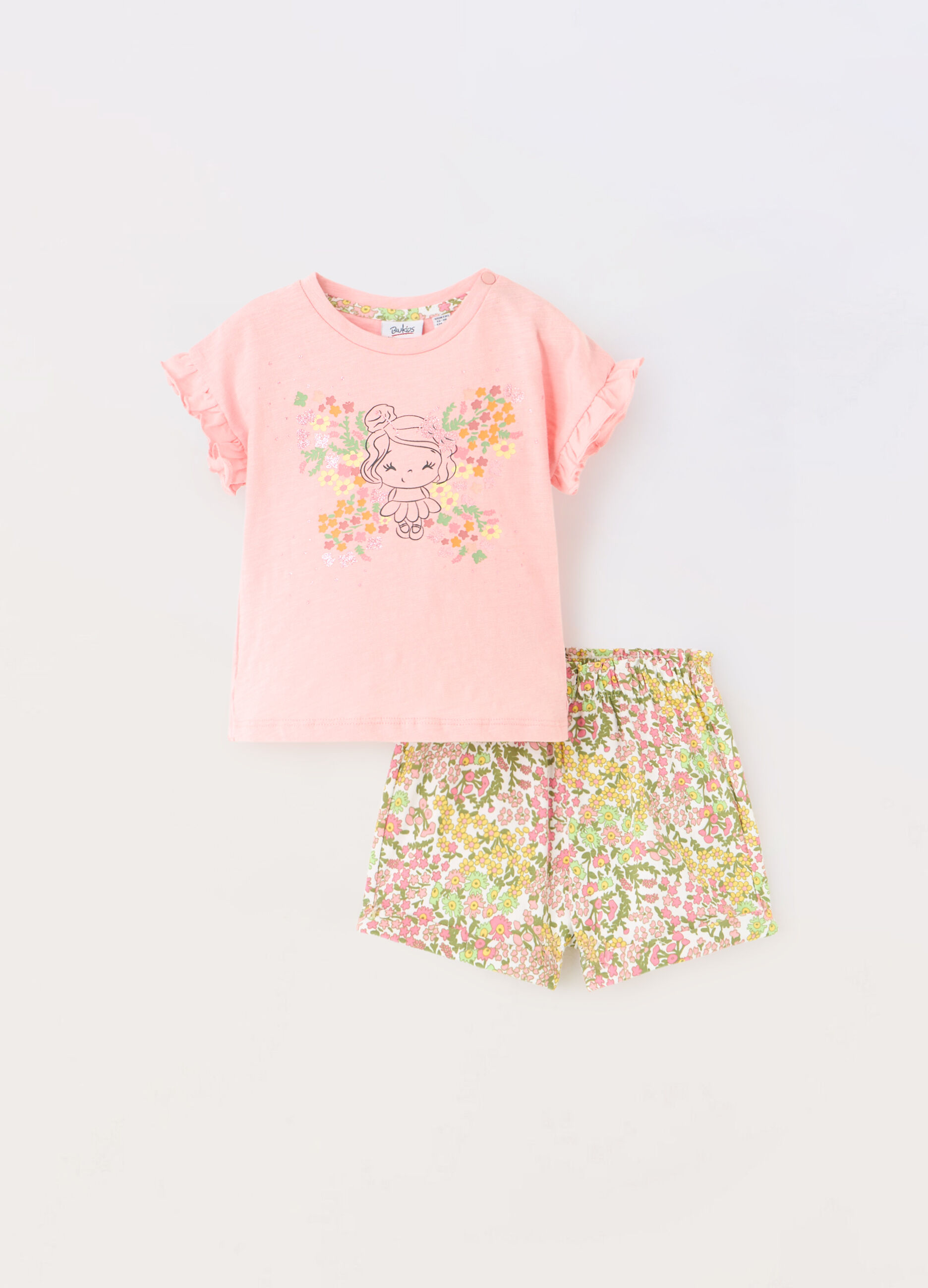 Jogging set in jersey di puro cotone slub neonata
