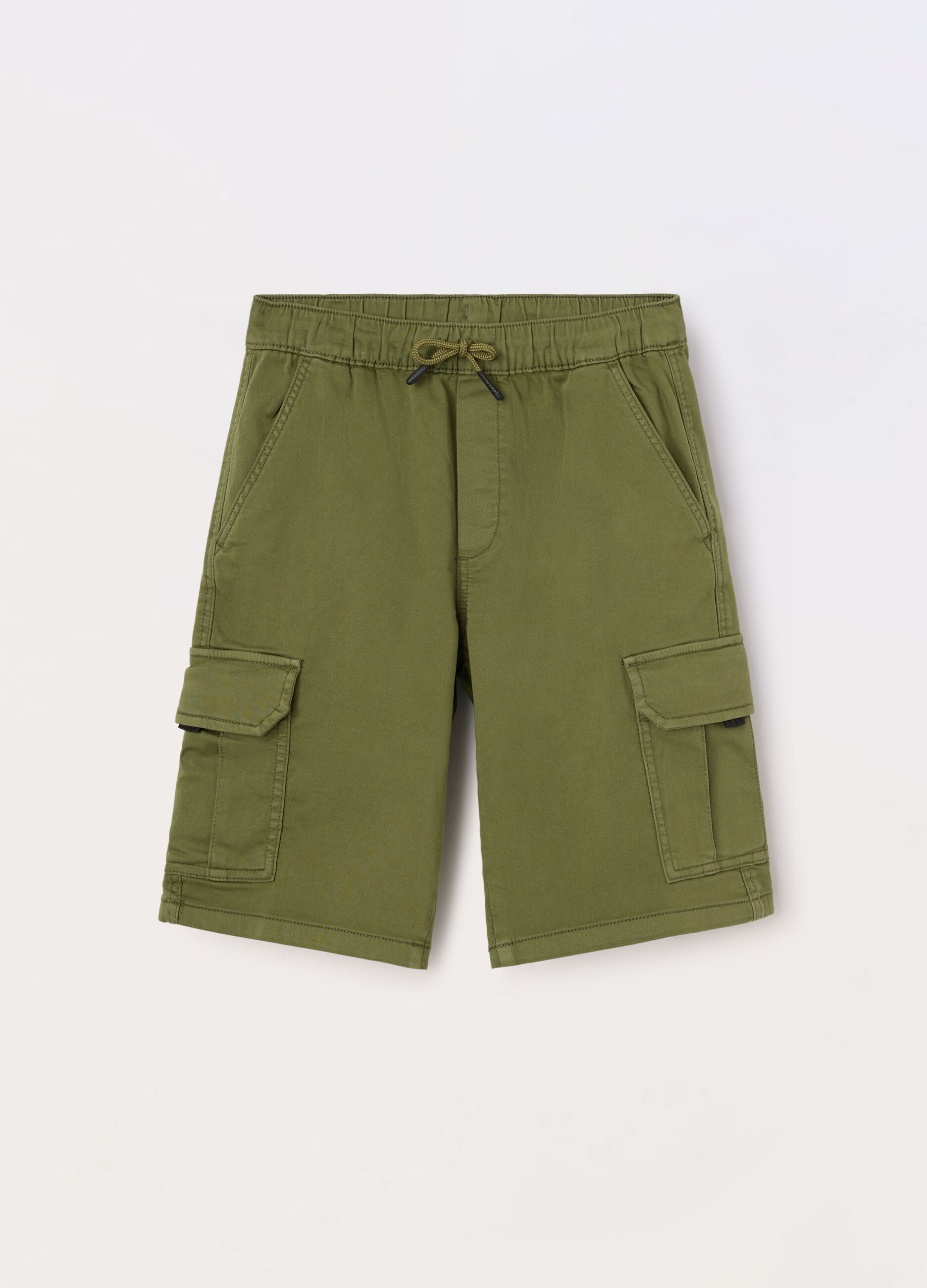 Bermuda cargo in french terry denim ragazzo