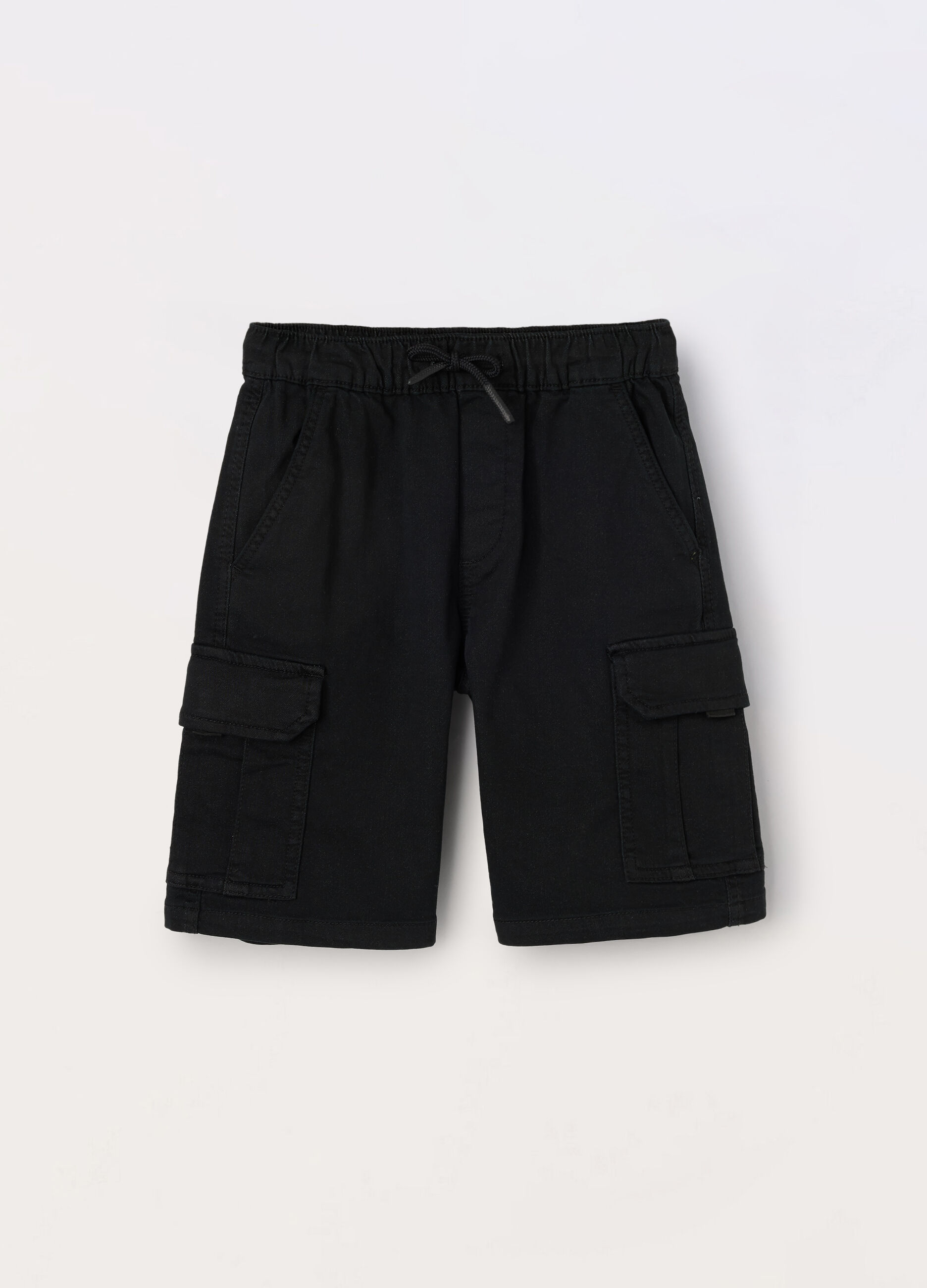 Bermuda cargo in french terry denim ragazzo