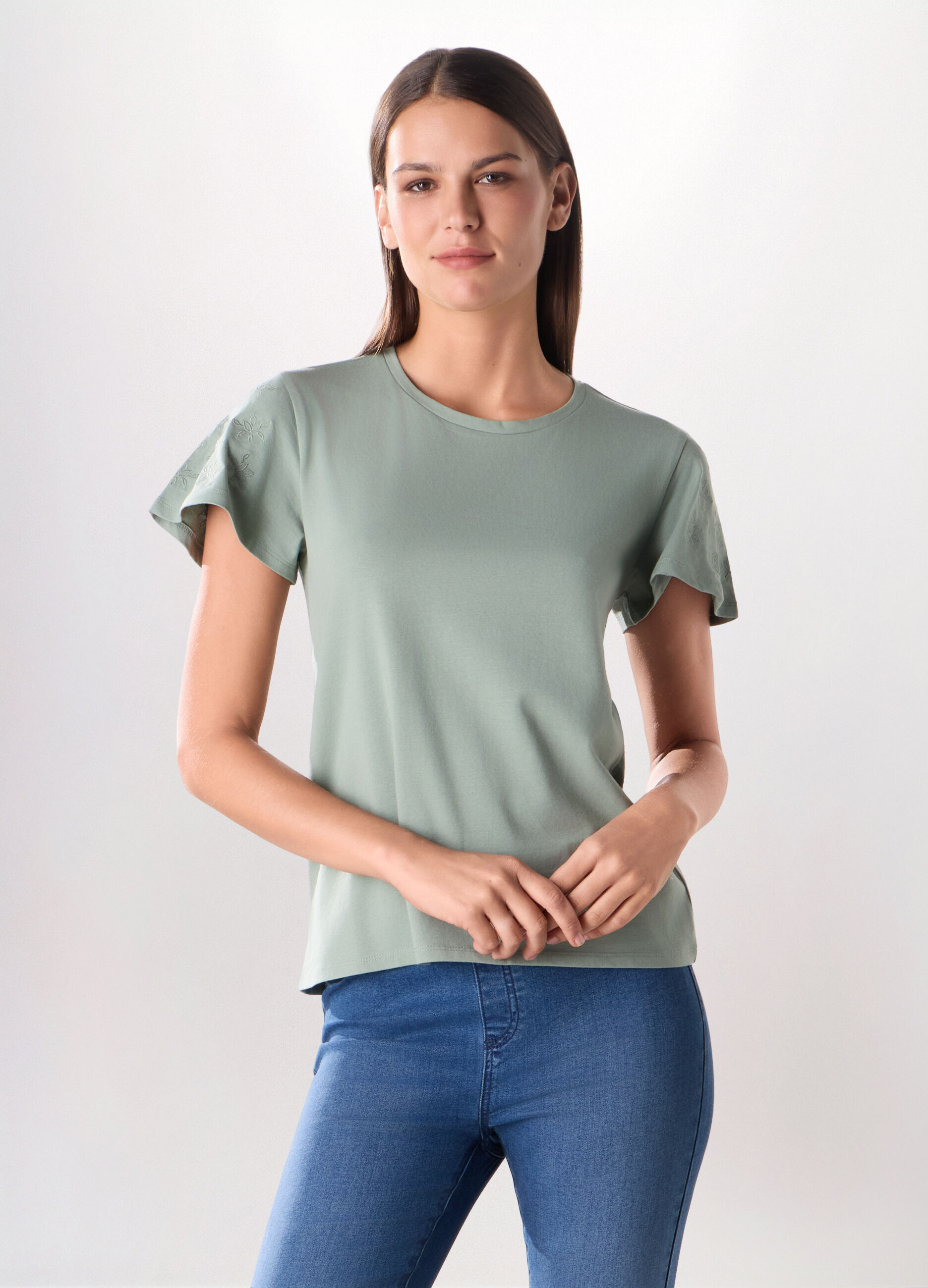 T-shirt in jersey di cotone stretch donna