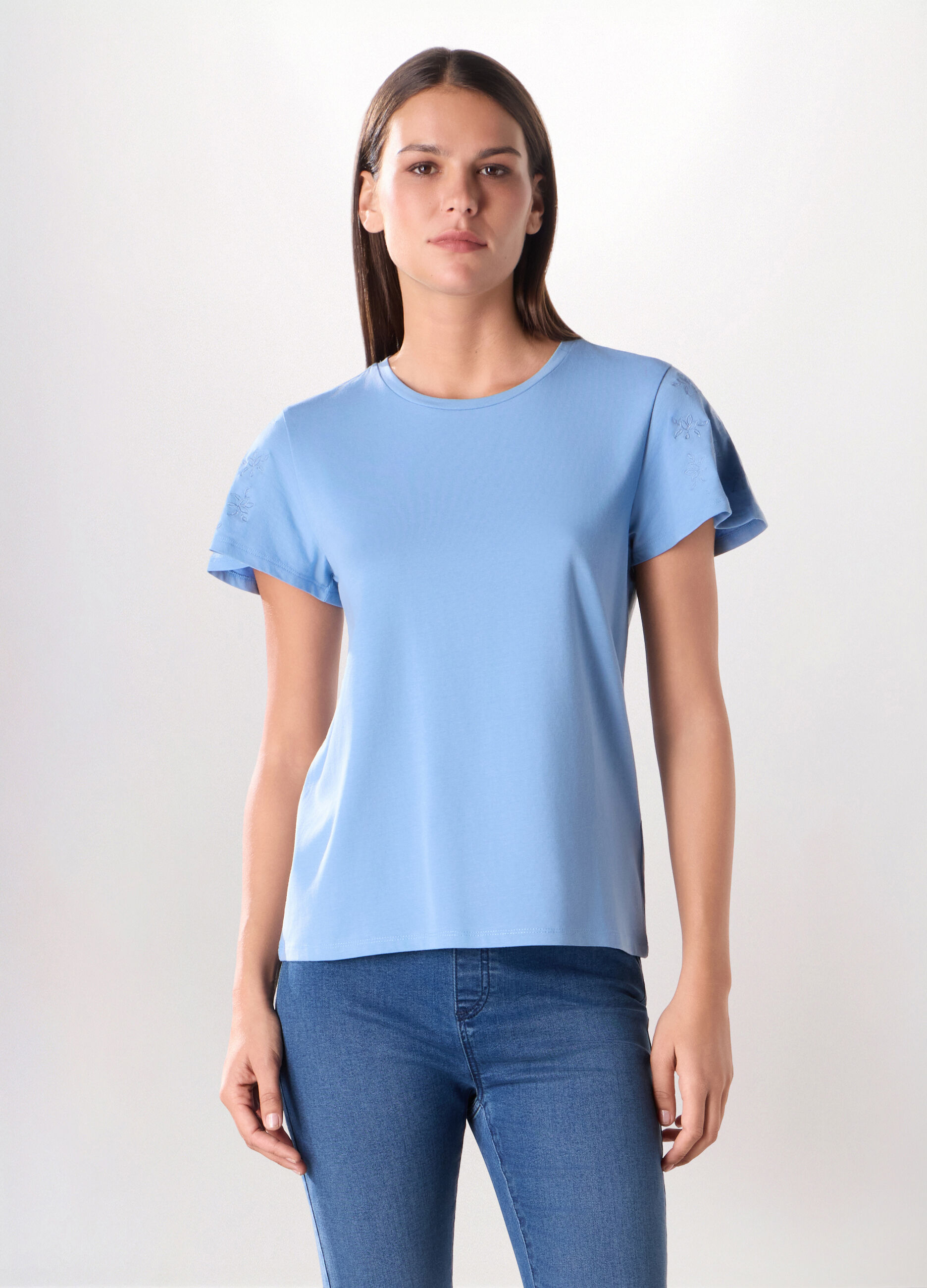 T-shirt in jersey di cotone stretch donna