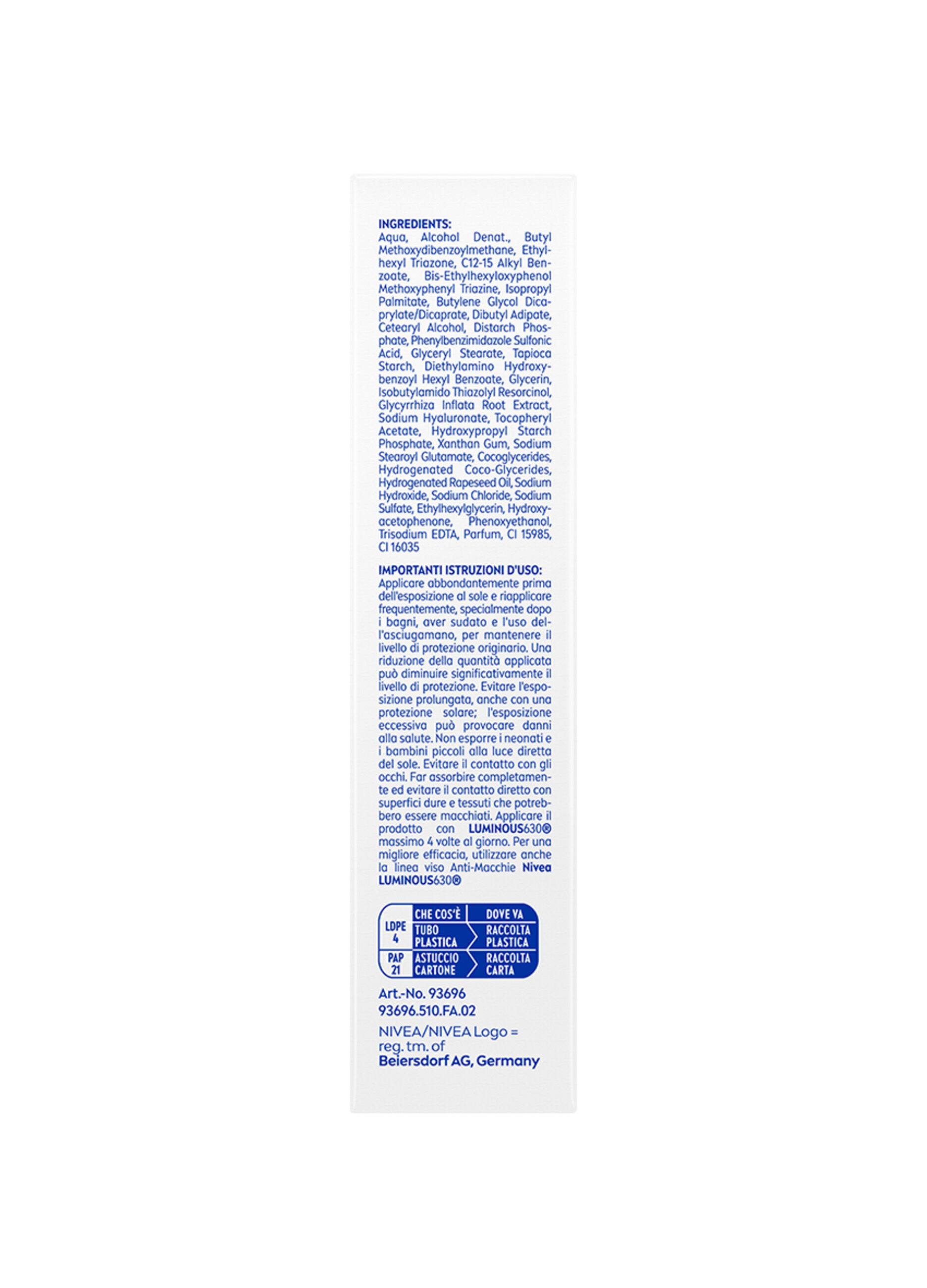 Nivea Sun Crema Viso Solare Anti-Macchie Luminous630 FP50+ 40 ml, Crema solare viso 50+ anti-macchie 6 Nivea Sun Crema Viso Solare Anti-Macchie Luminous630 FP50+ 40 ml, Crema solare viso 50+ anti-macchie