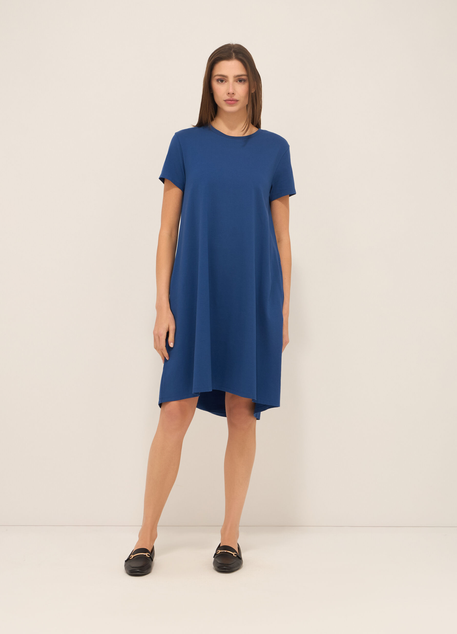 Abito corto in jersey di cotone stretch donna