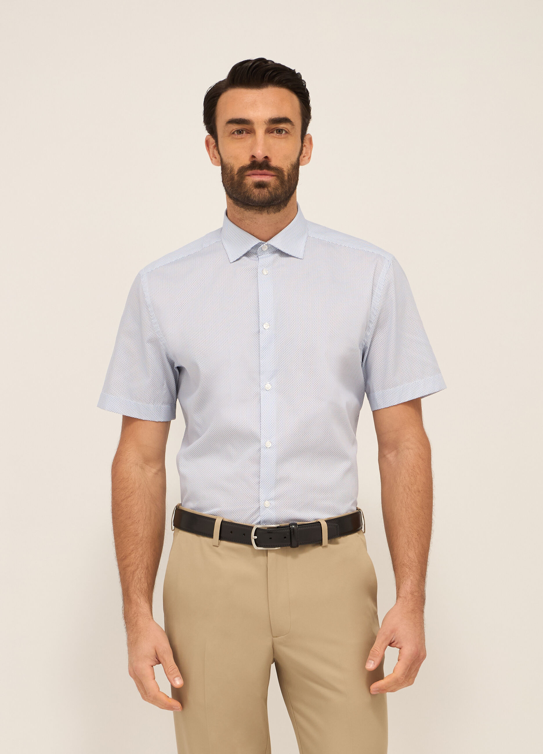 Camicia a maniche corte in misto cotone uomo