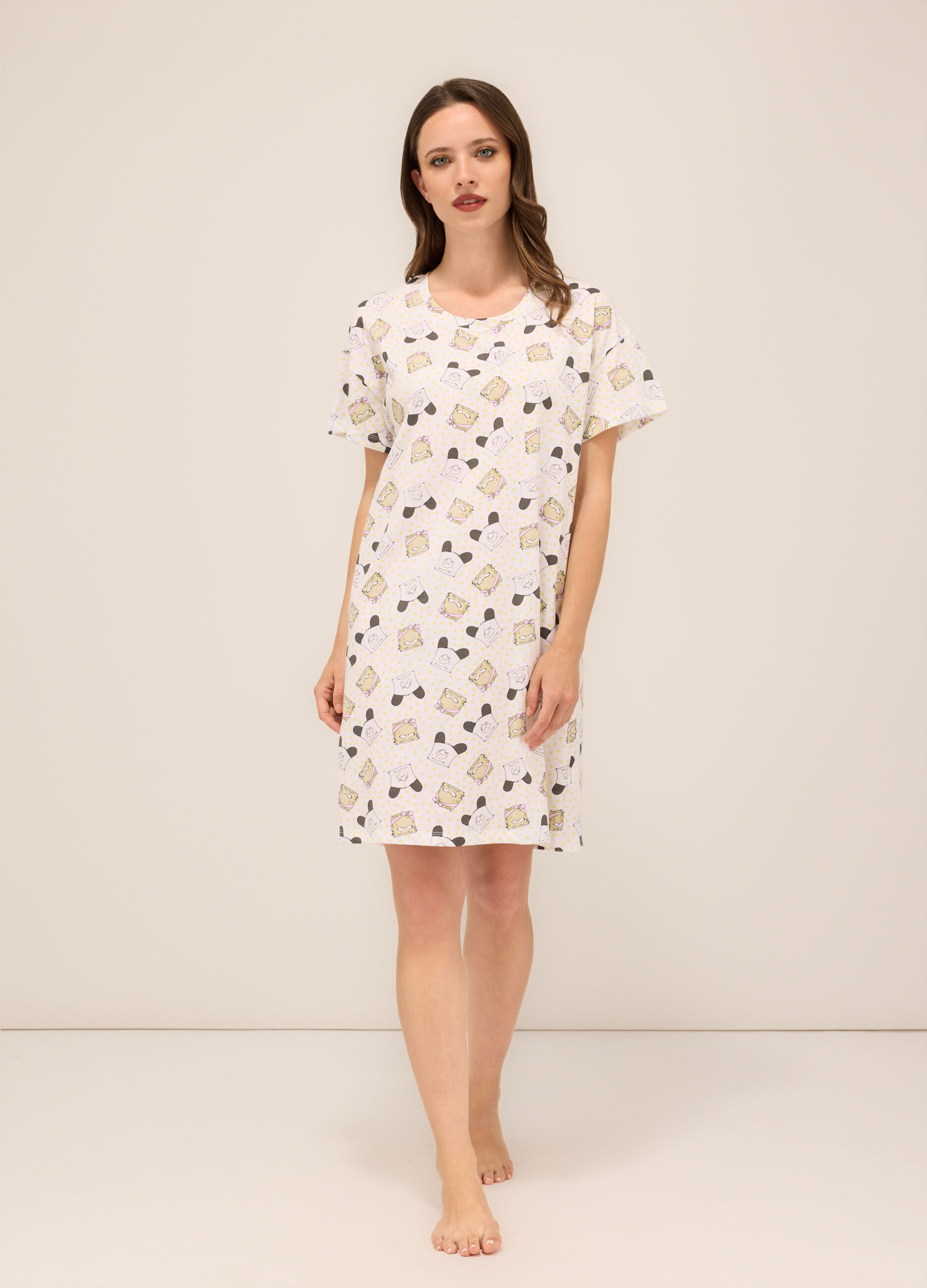 Camicia da notte in jersey di puro cotone donna