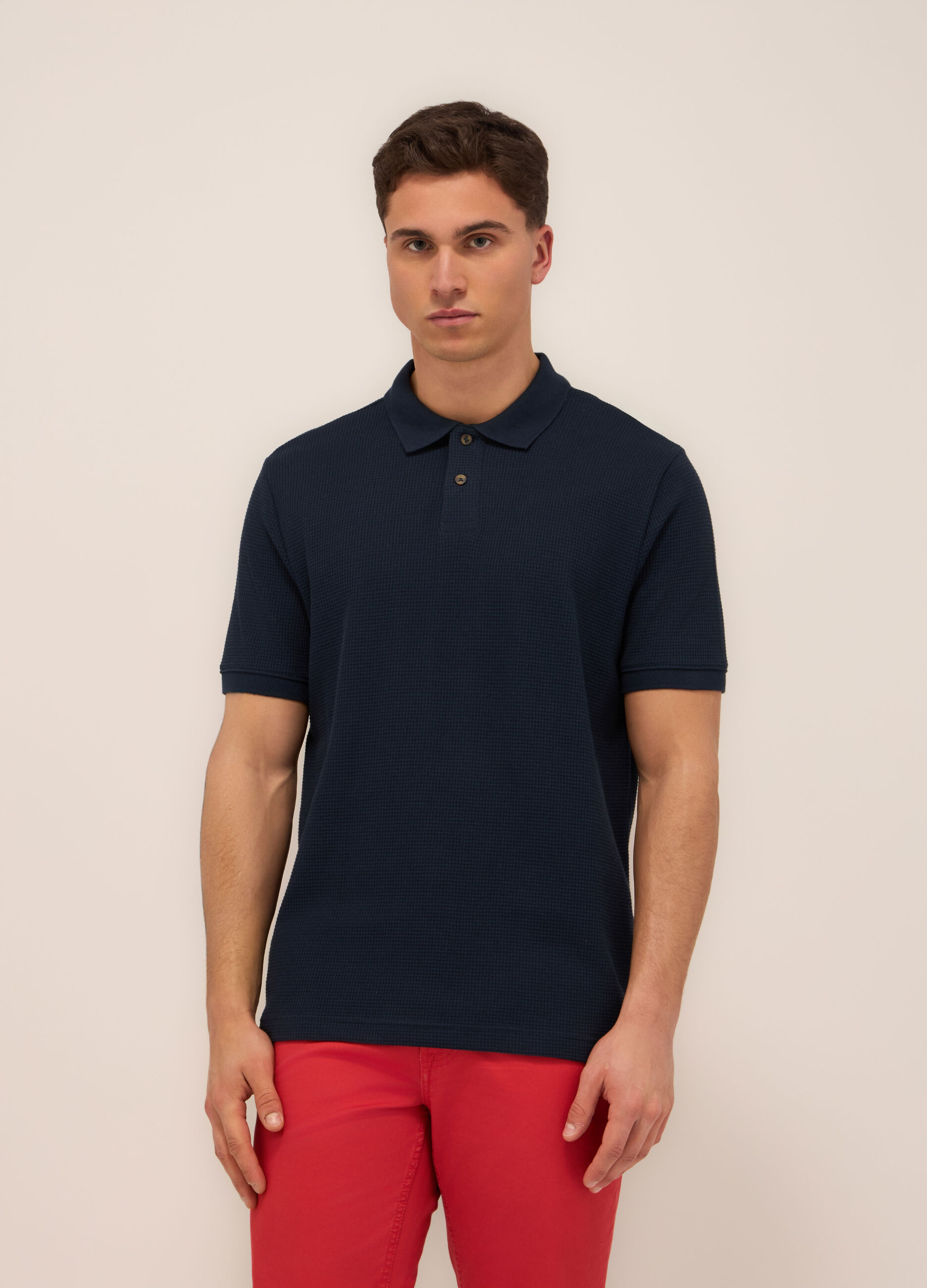 Polo in cotone a nido d'ape uomo
