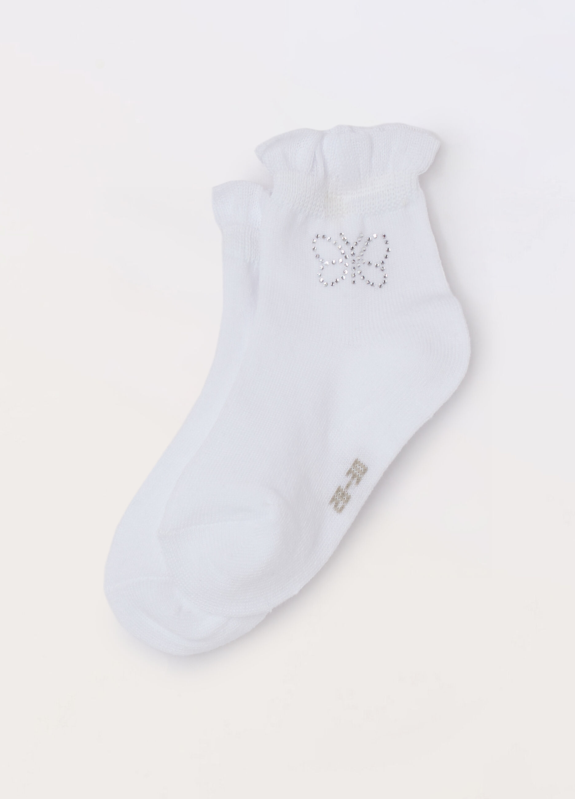 Calze corte misto cotone con strass