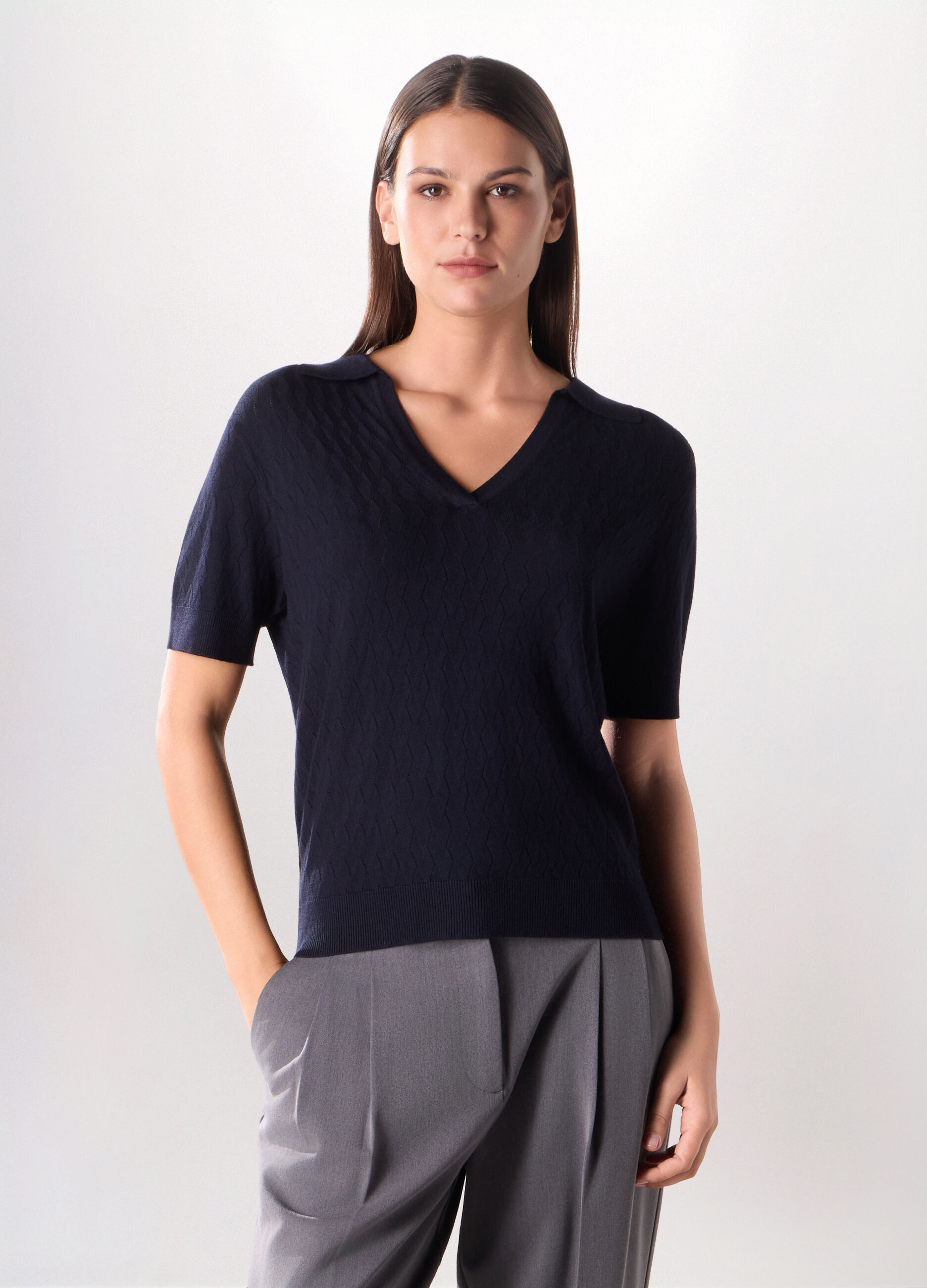 Tricot a maniche corte in misto viscosa donna