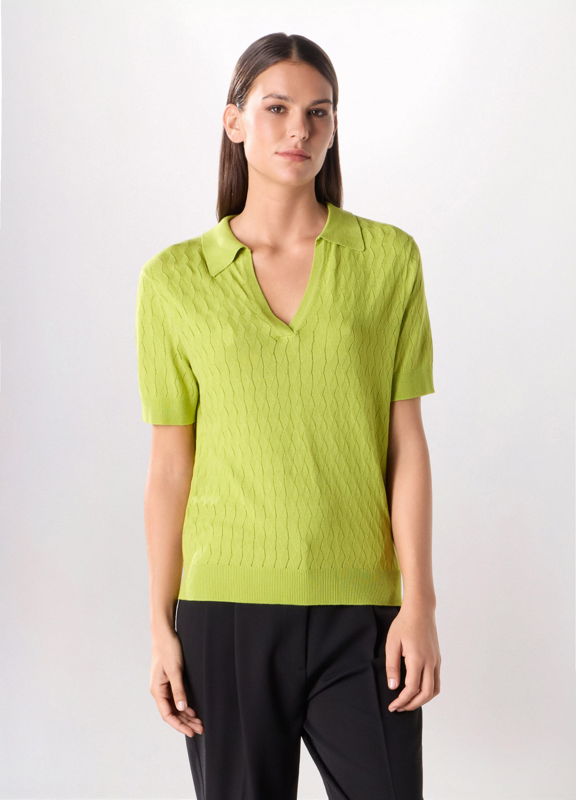 Tricot a maniche corte in misto viscosa donna