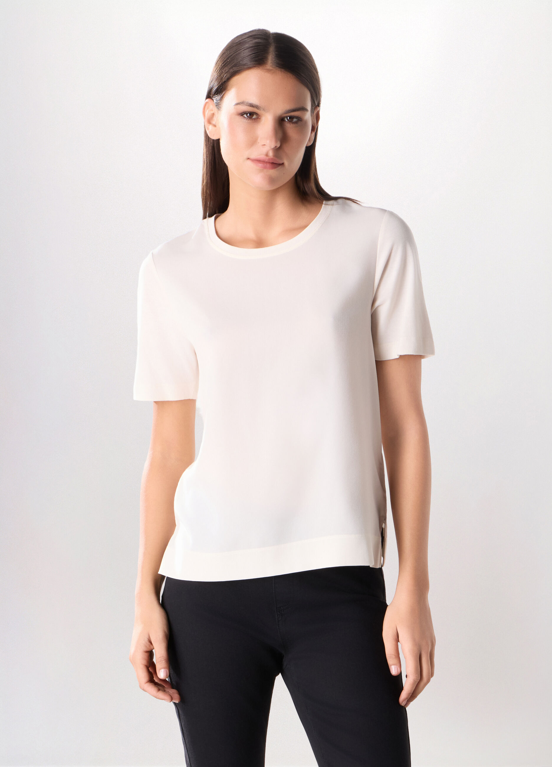T-shirt in jersey di misto cotone donna