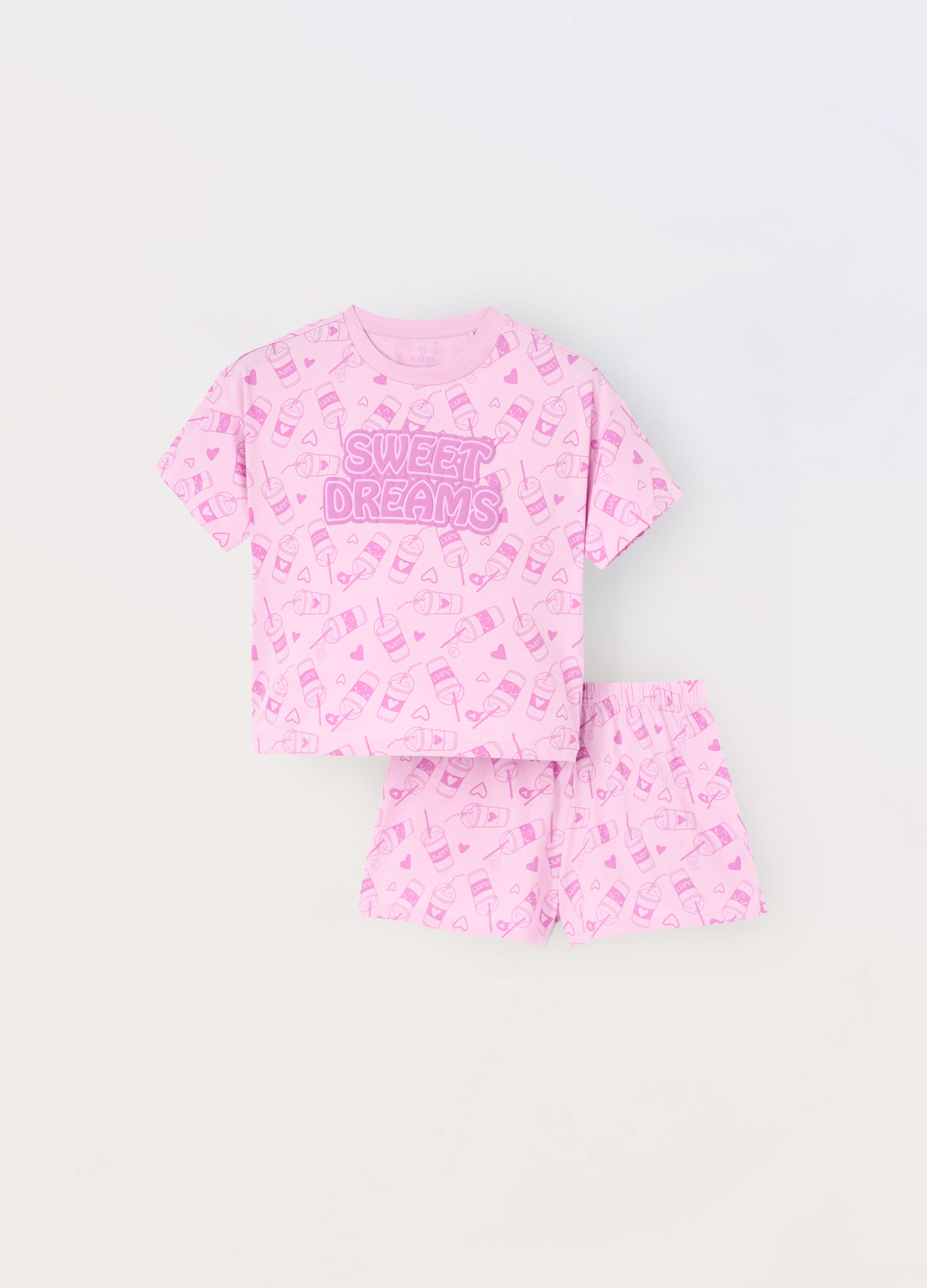 Set pigiama corto in jersey di puro cotone ragazza