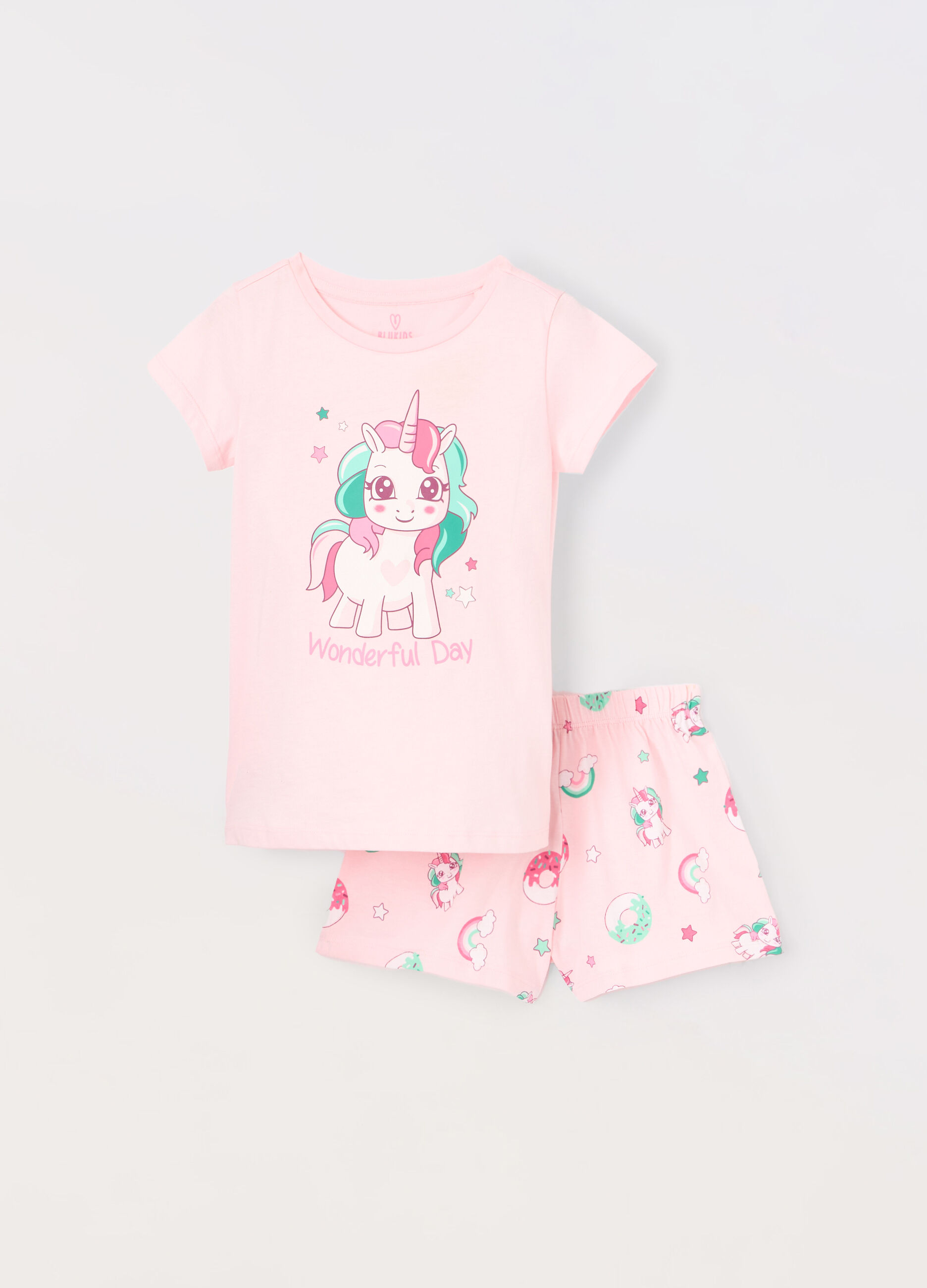 Set pigiama corto in jersey di puro cotone bambina