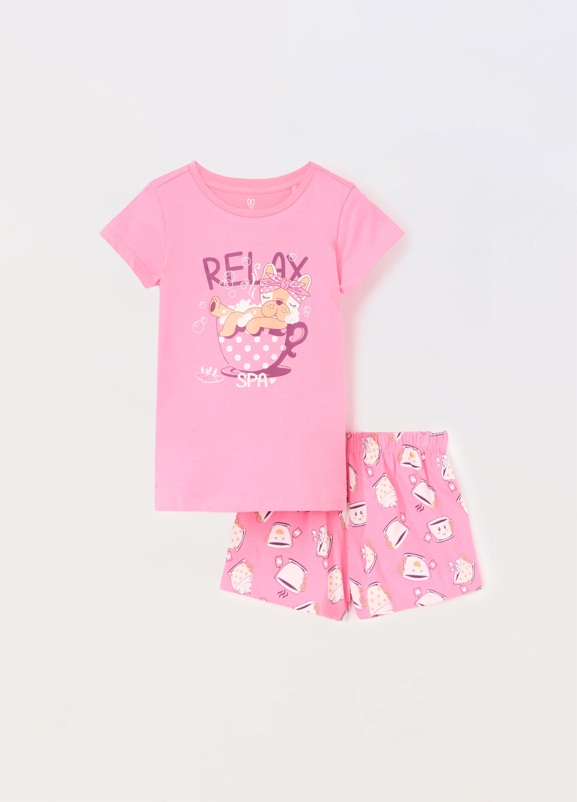 Set pigiama corto in jersey di puro cotone bambina