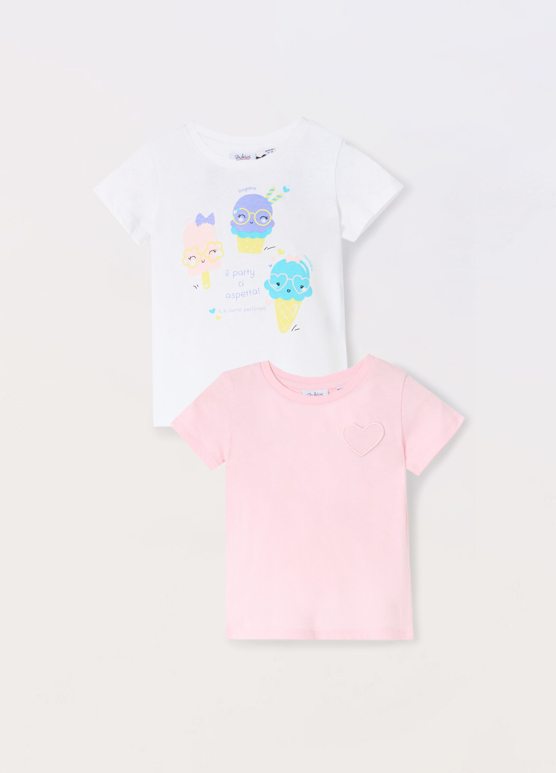 Pack 2 t-shirt in jersey di puro cotone neonata