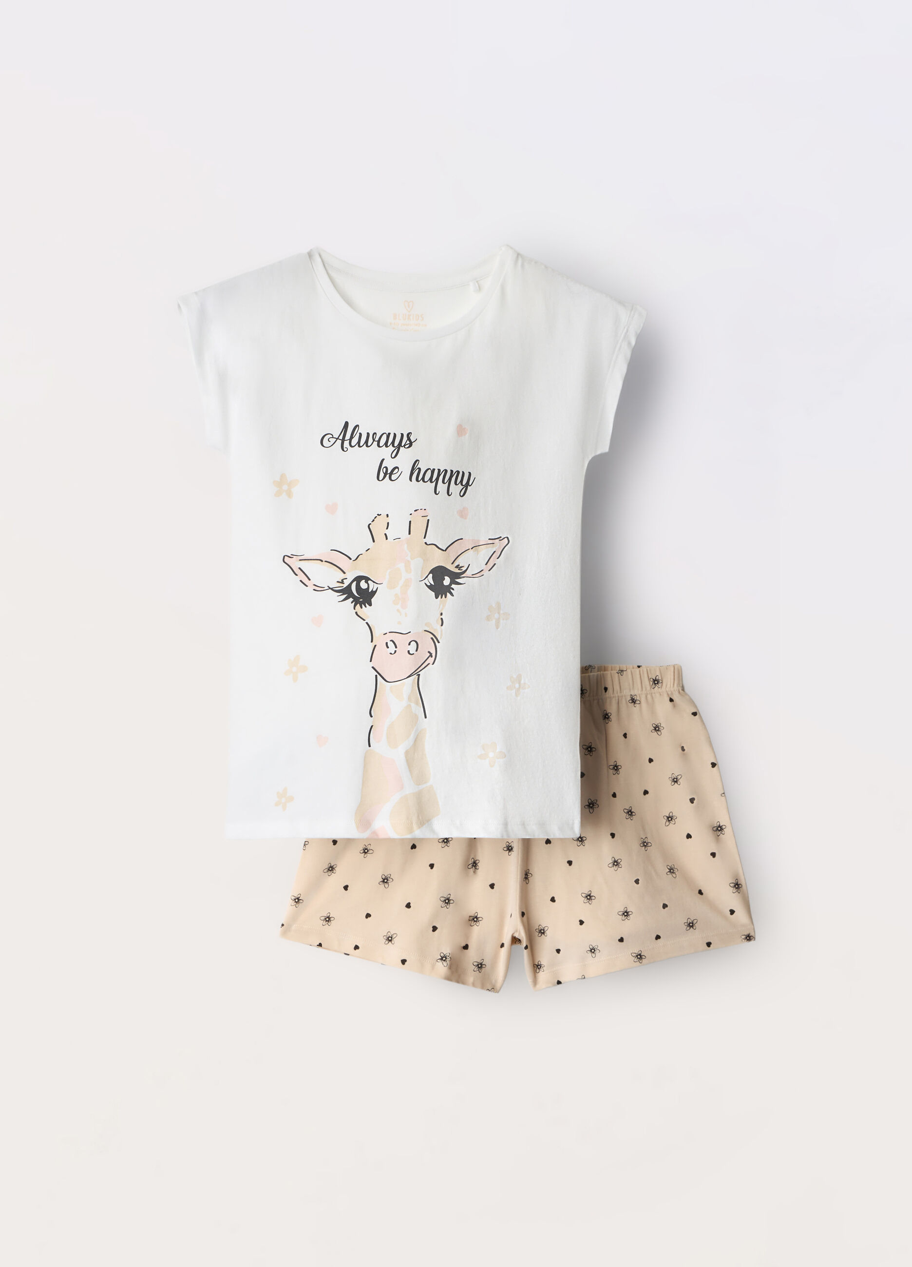 Set pigiama corto in jersey di puro cotone bambina