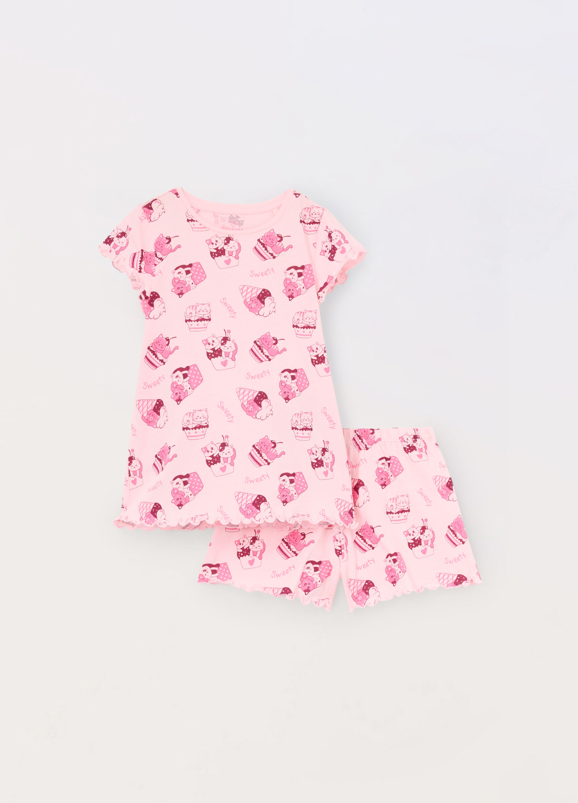 Set pigiama corto in jersey di puro cotone bambina
