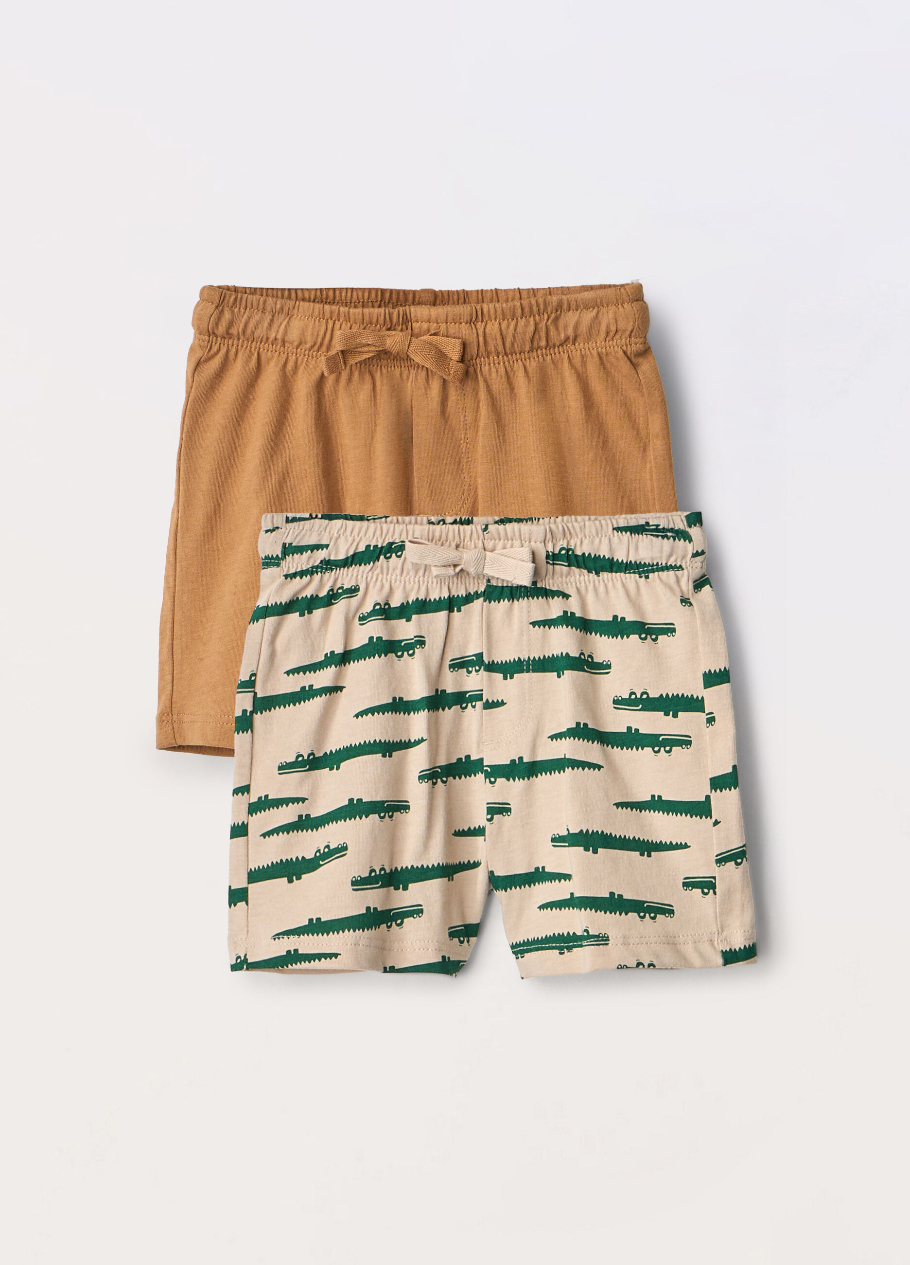 Pack 2 shorts in jersey di puro cotone neonato