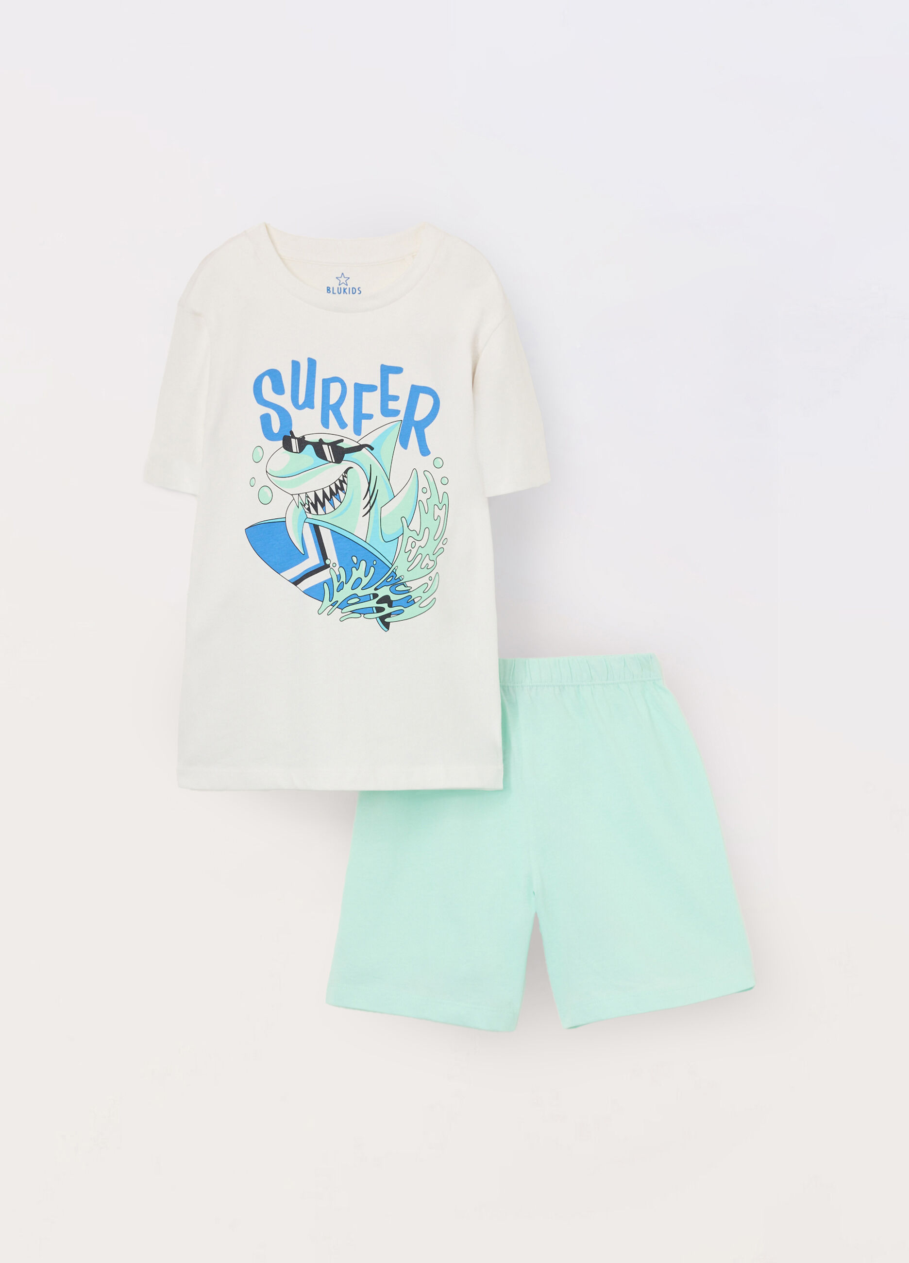 Set pigiama corto in jersey di puro cotone bambino