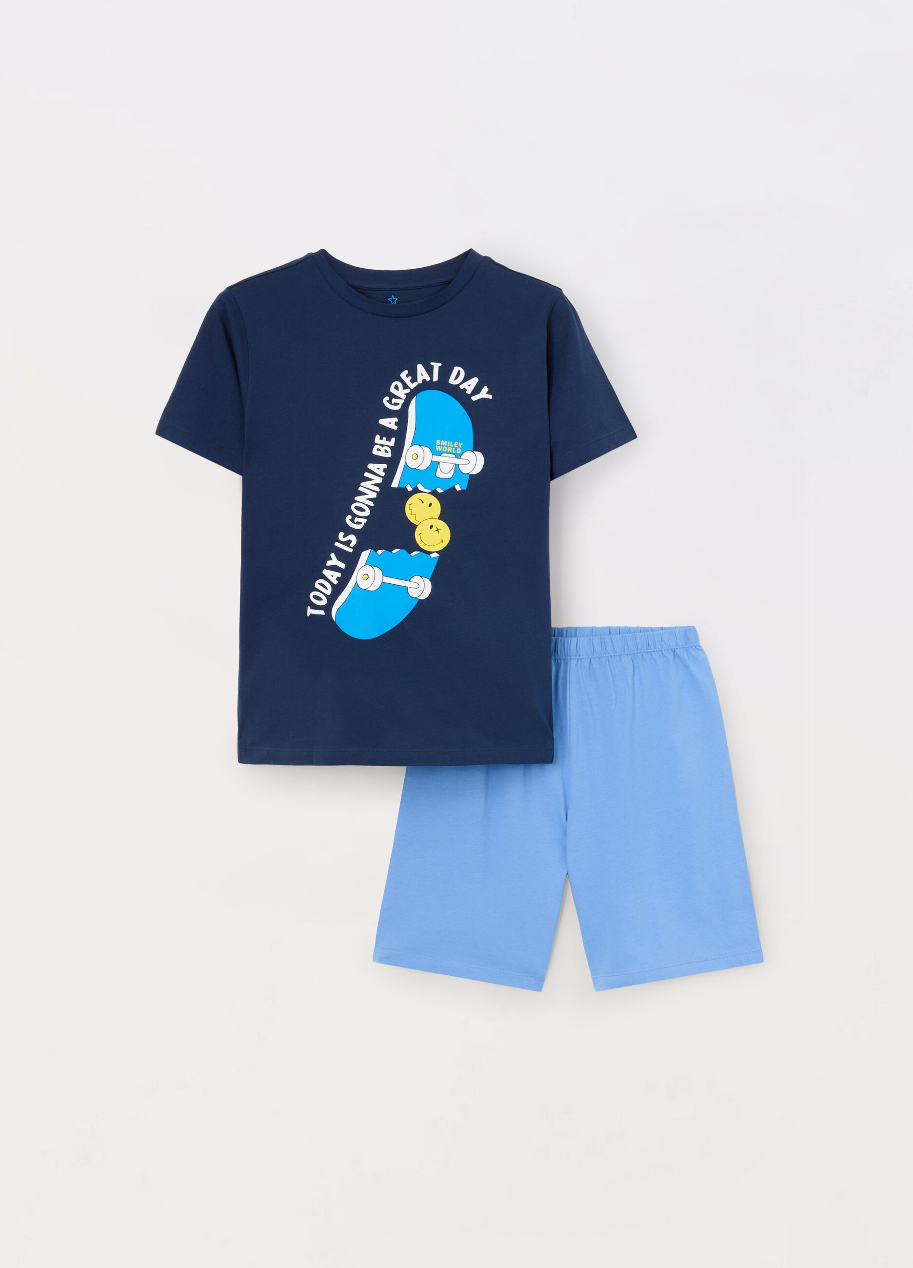 Set pigiama corto in jersey di puro cotone ragazzo