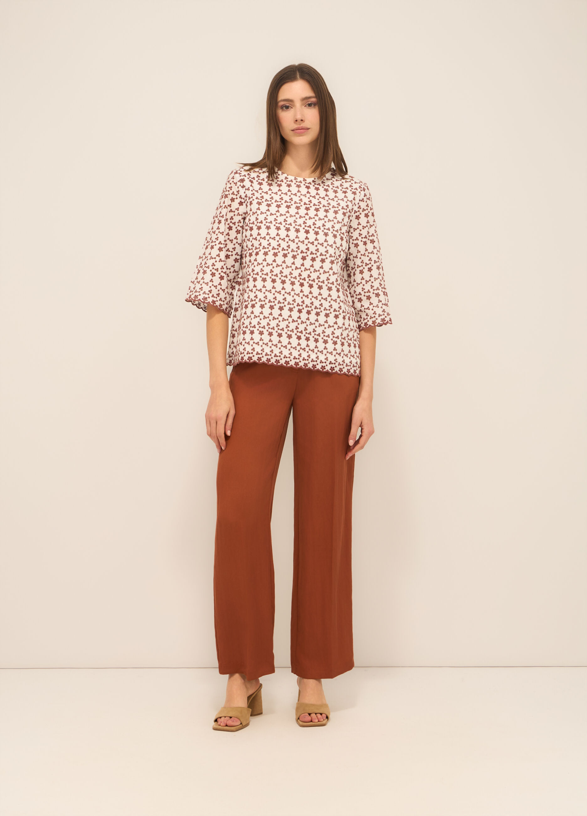 Pantaloni in mista lyocell donna
