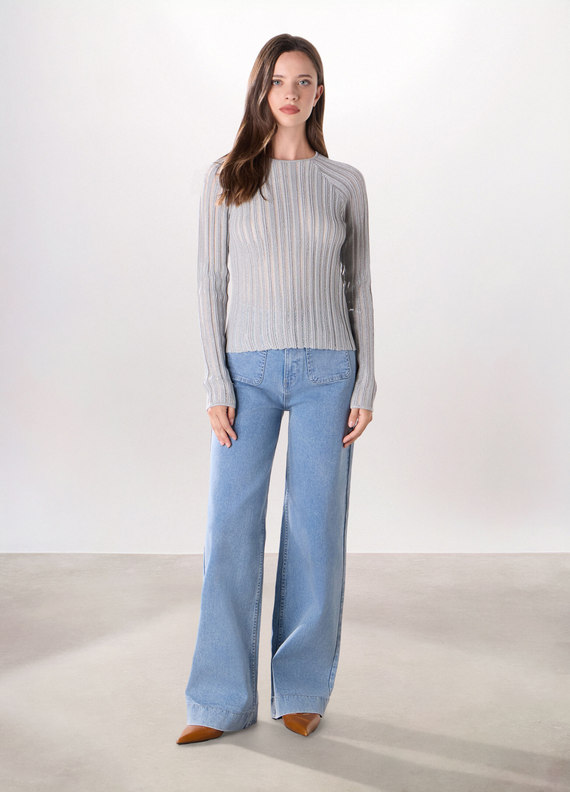 Pantaloni in denim di cotone stretch donna