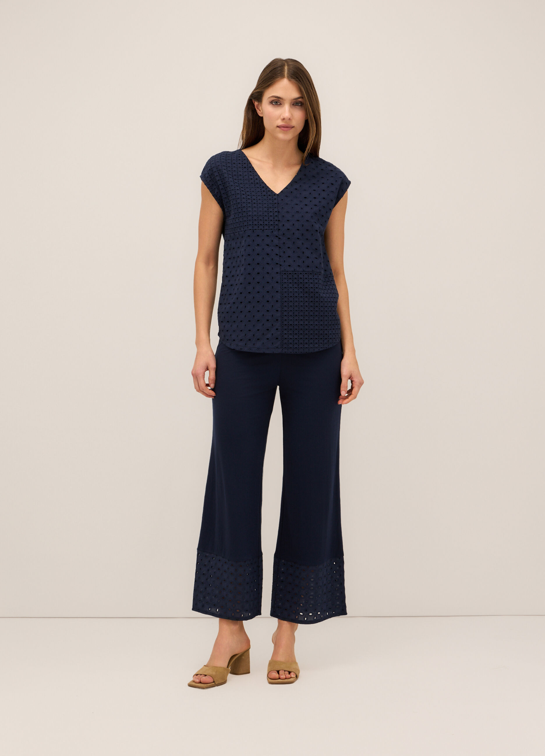 Pantaloni in viscosa Piquet stretch donna