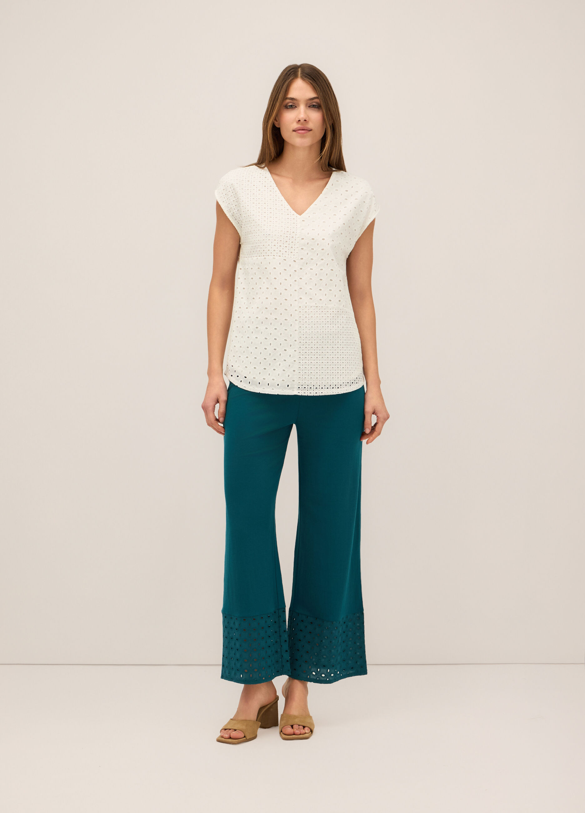 Pantaloni in viscosa Piquet stretch donna