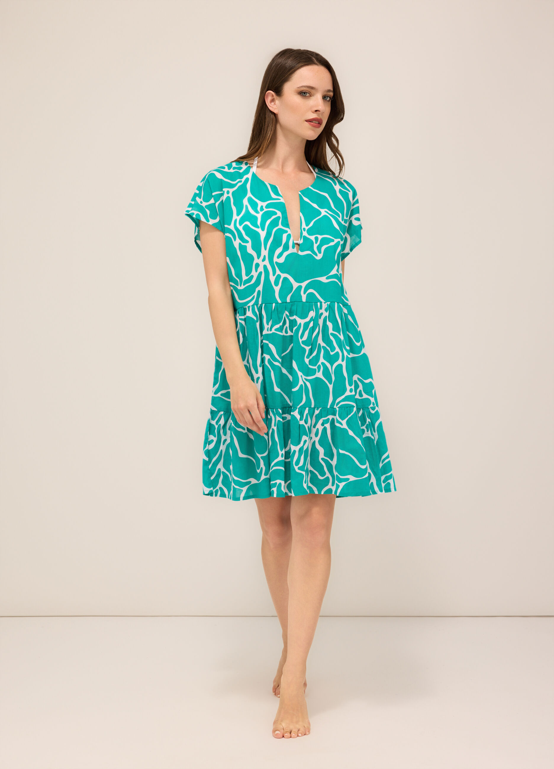 Copricostume a balze in puro cotone voile donna