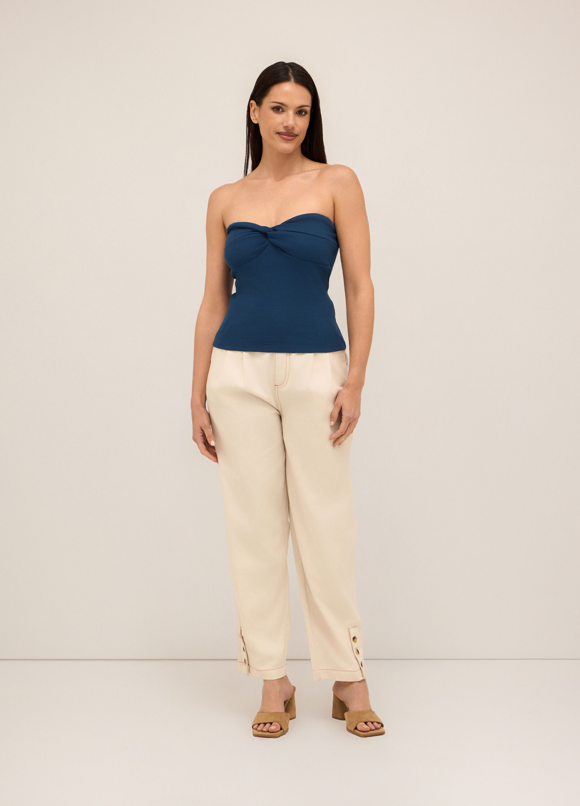 Pantaloni in twill di puro cotone donna