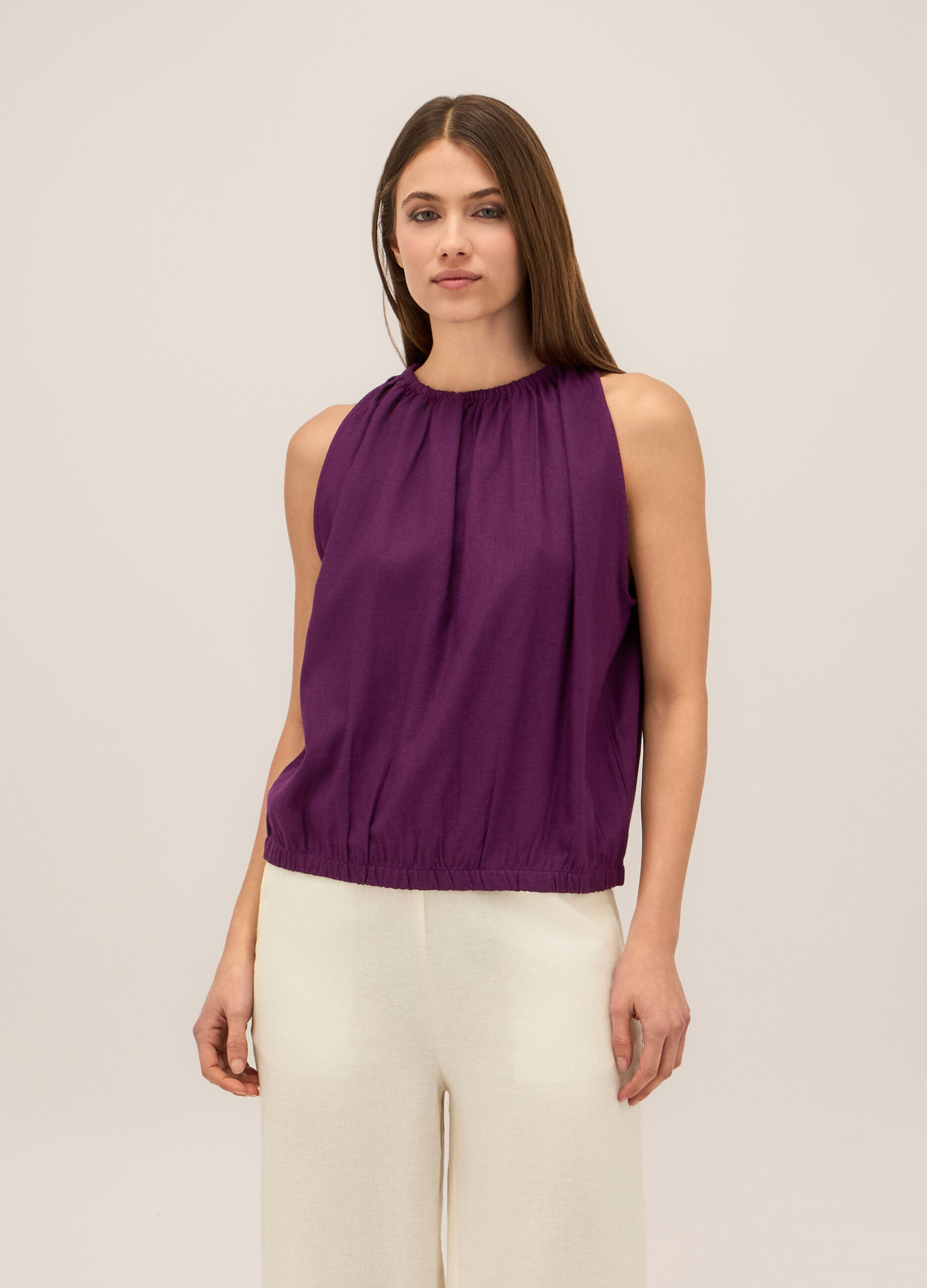 Blusa in misto lino donna