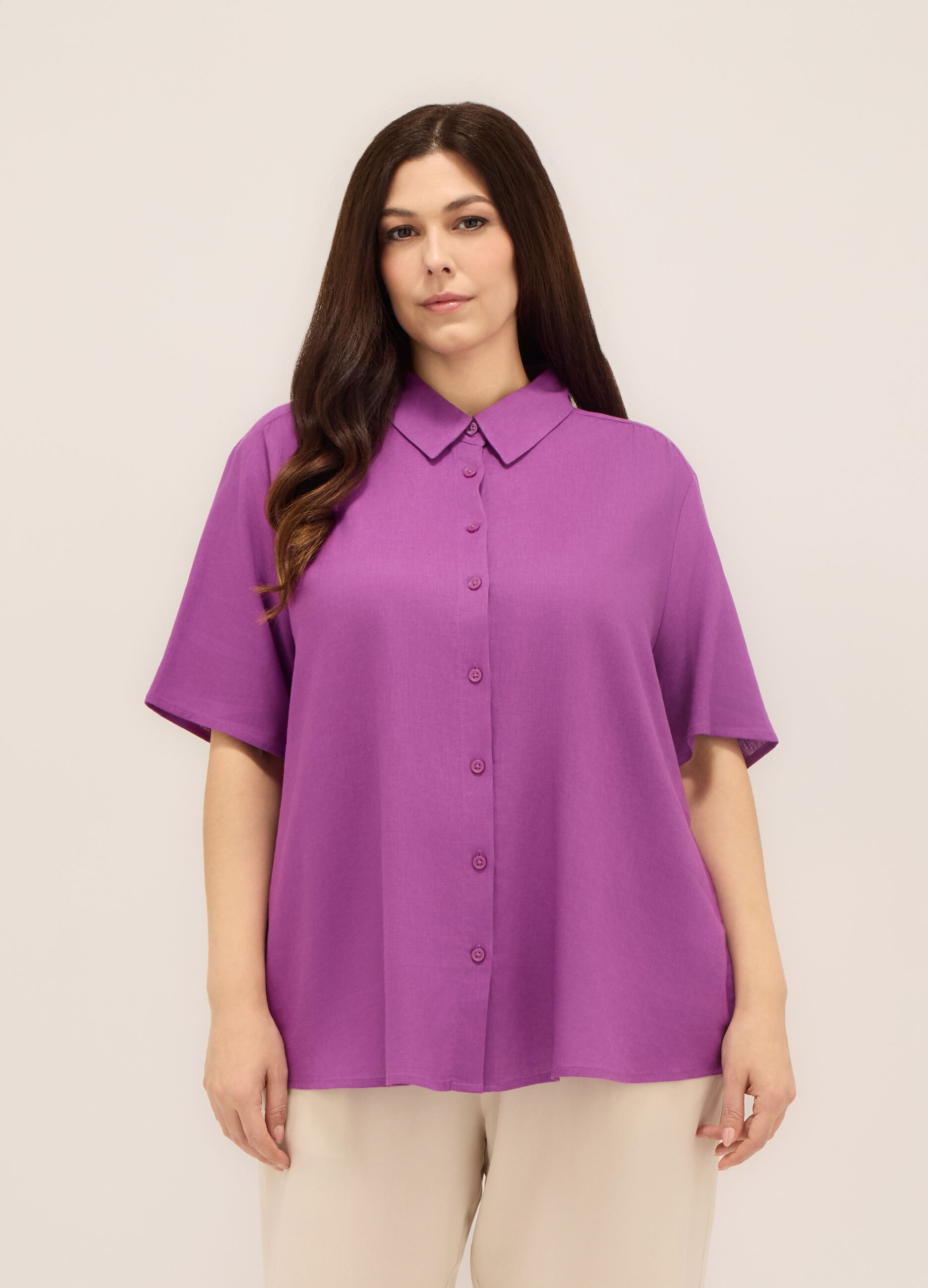 Camicia misto lino donna curvy
