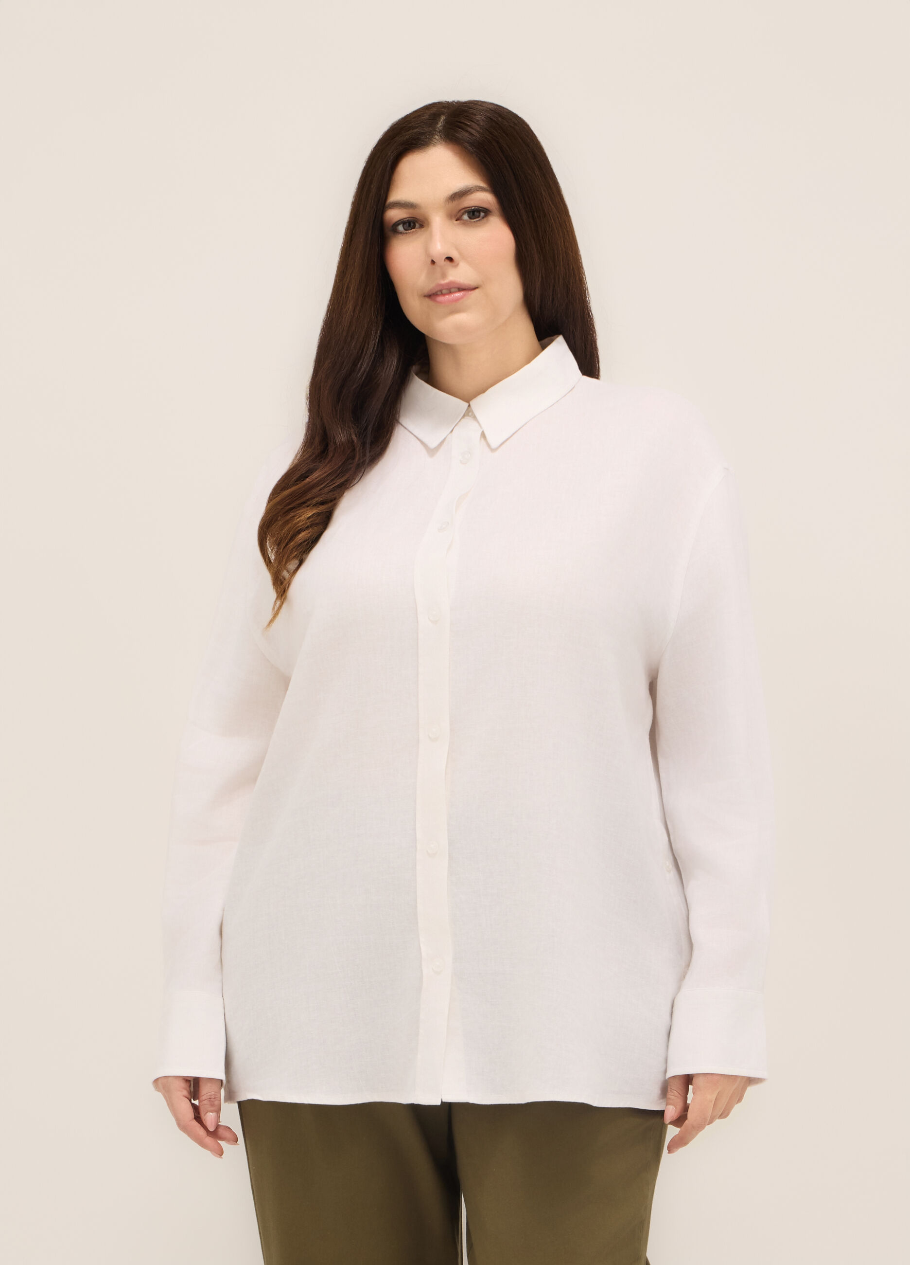 Camicia misto lino donna curvy
