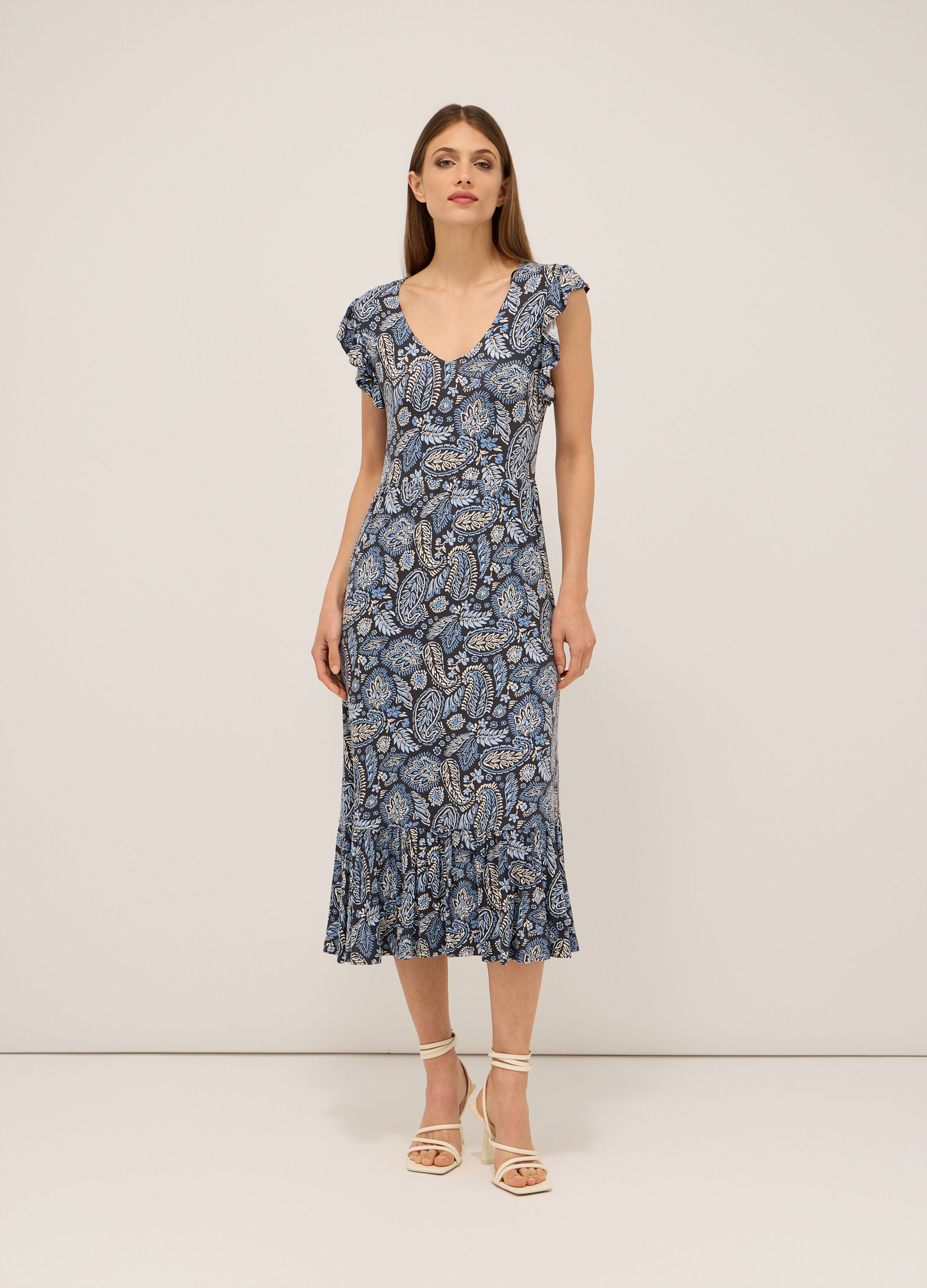 Abito lungo in jersey di viscosa stretch donna