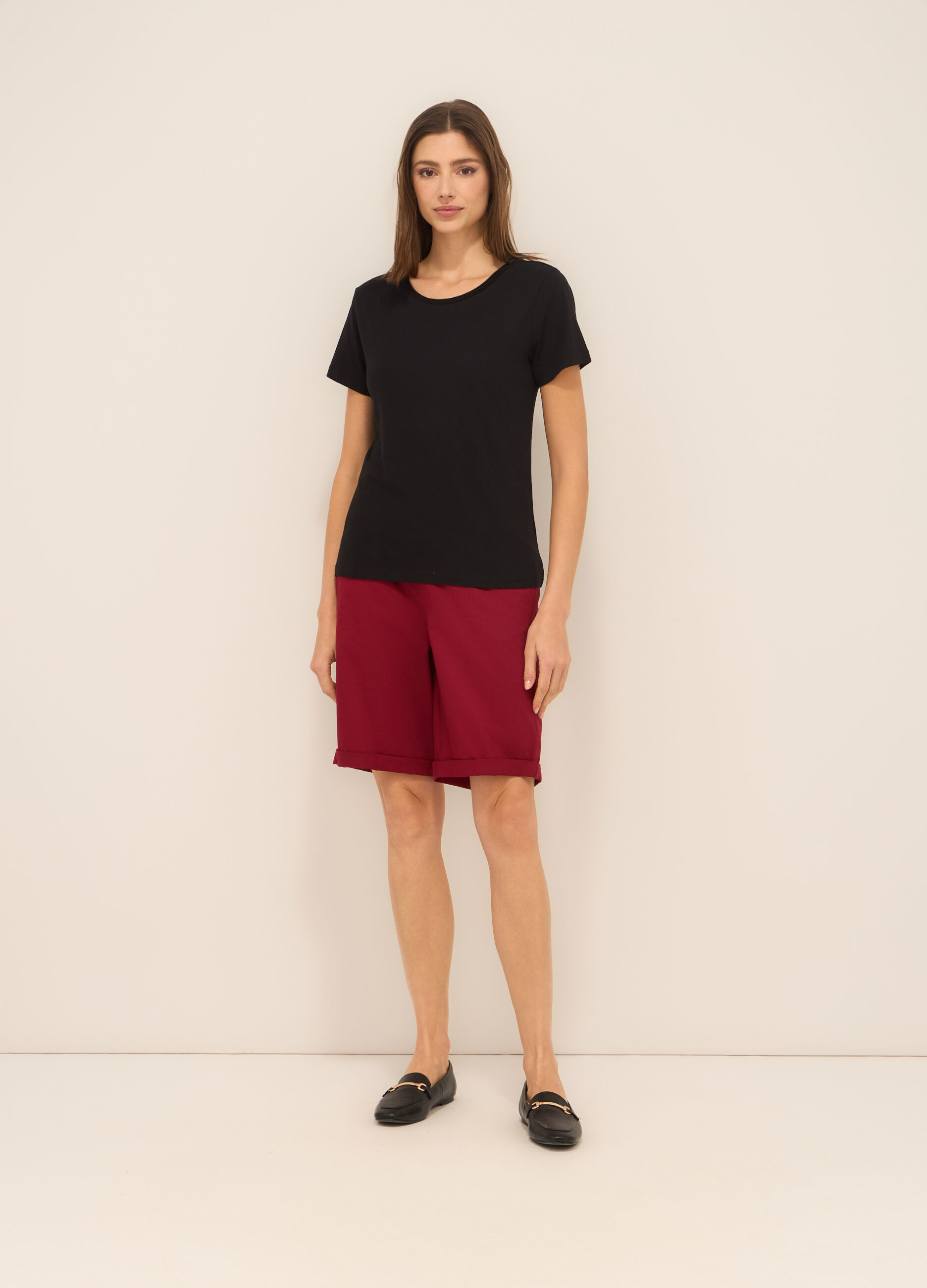 Shorts in twill di cotone stretch donna
