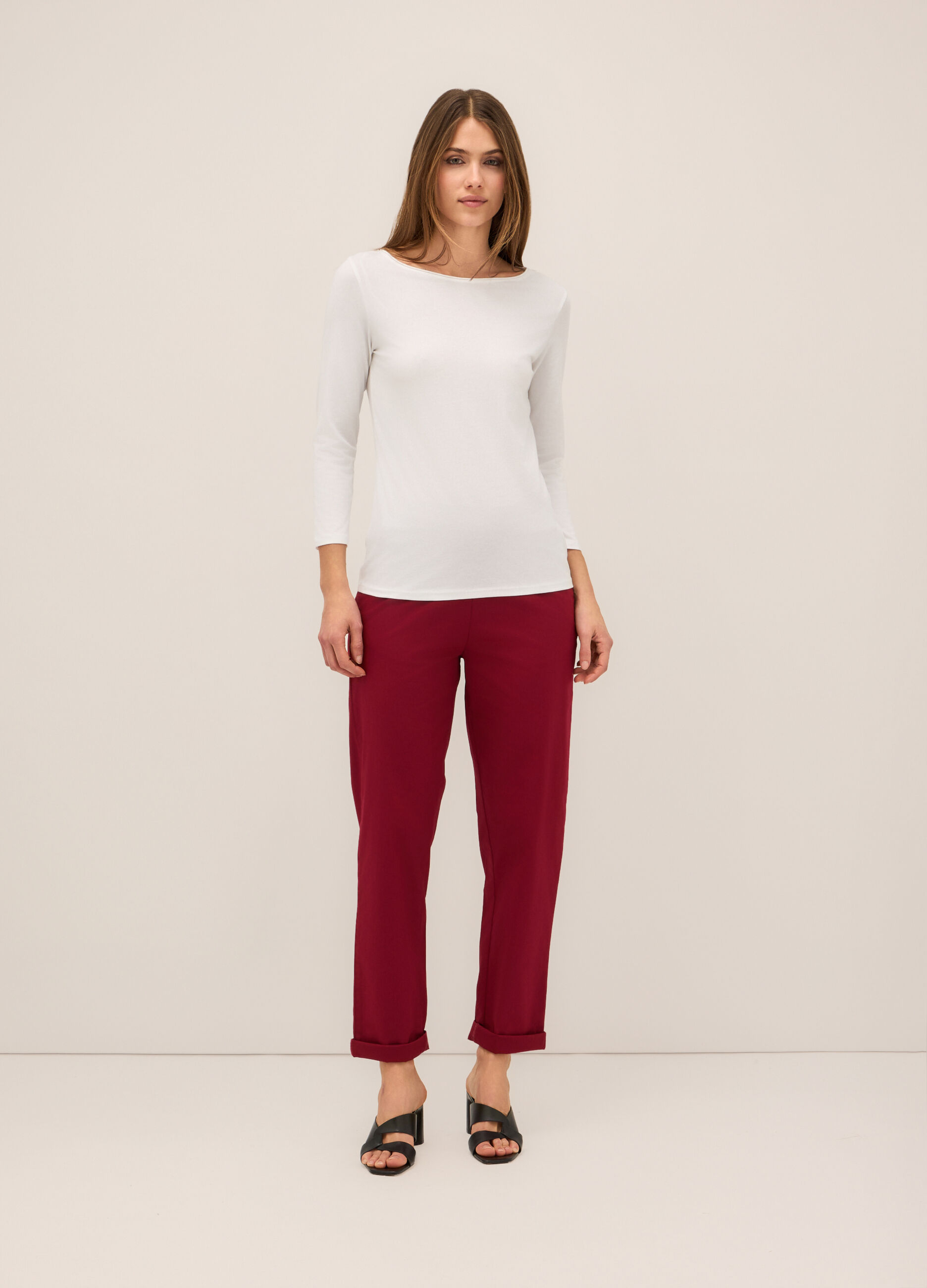 Pantaloni in twill di cotone stretch donna
